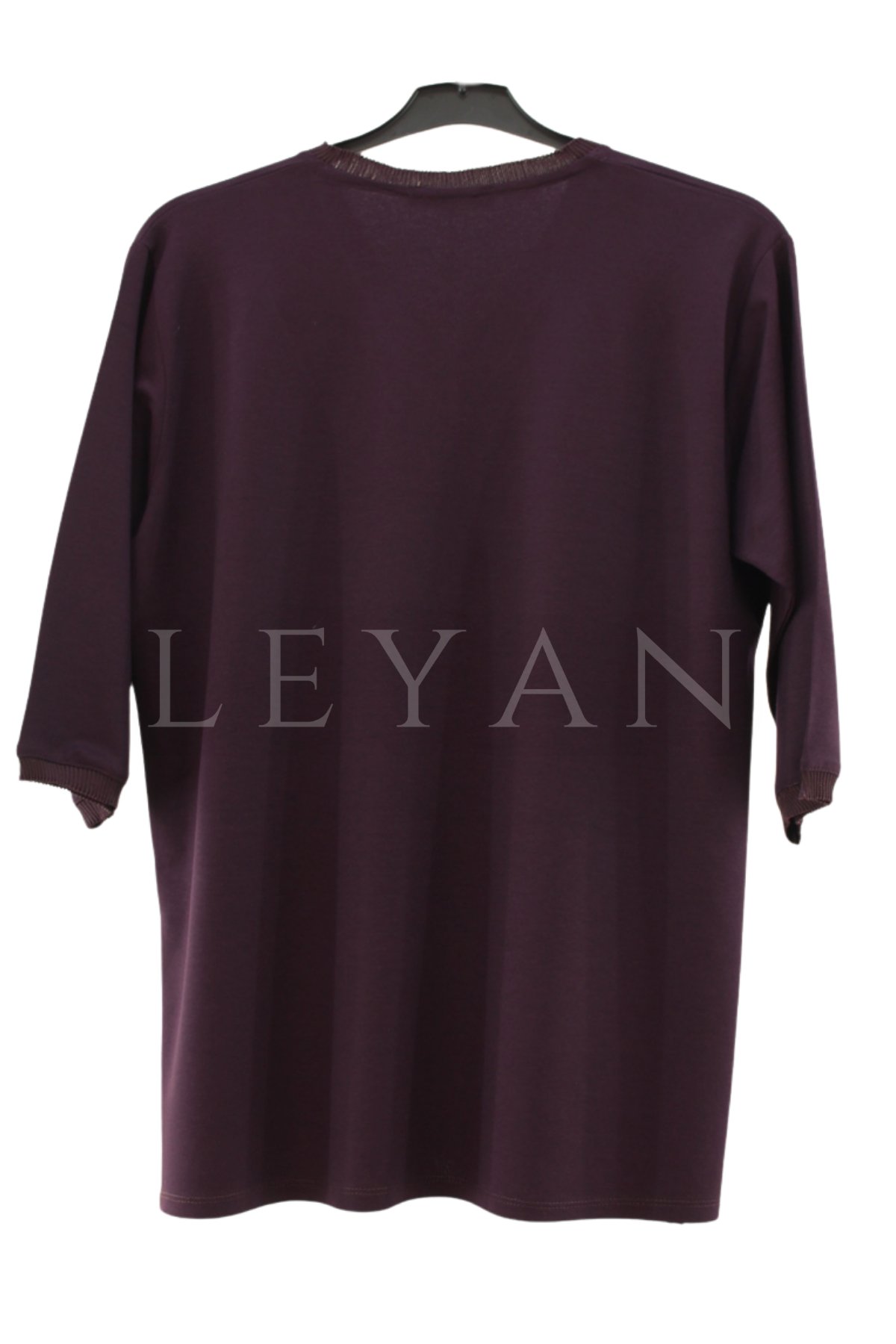 Mutlu Ertan Kapri Kol Baklava Taşlı Bluz- LYN04522 Mürdüm