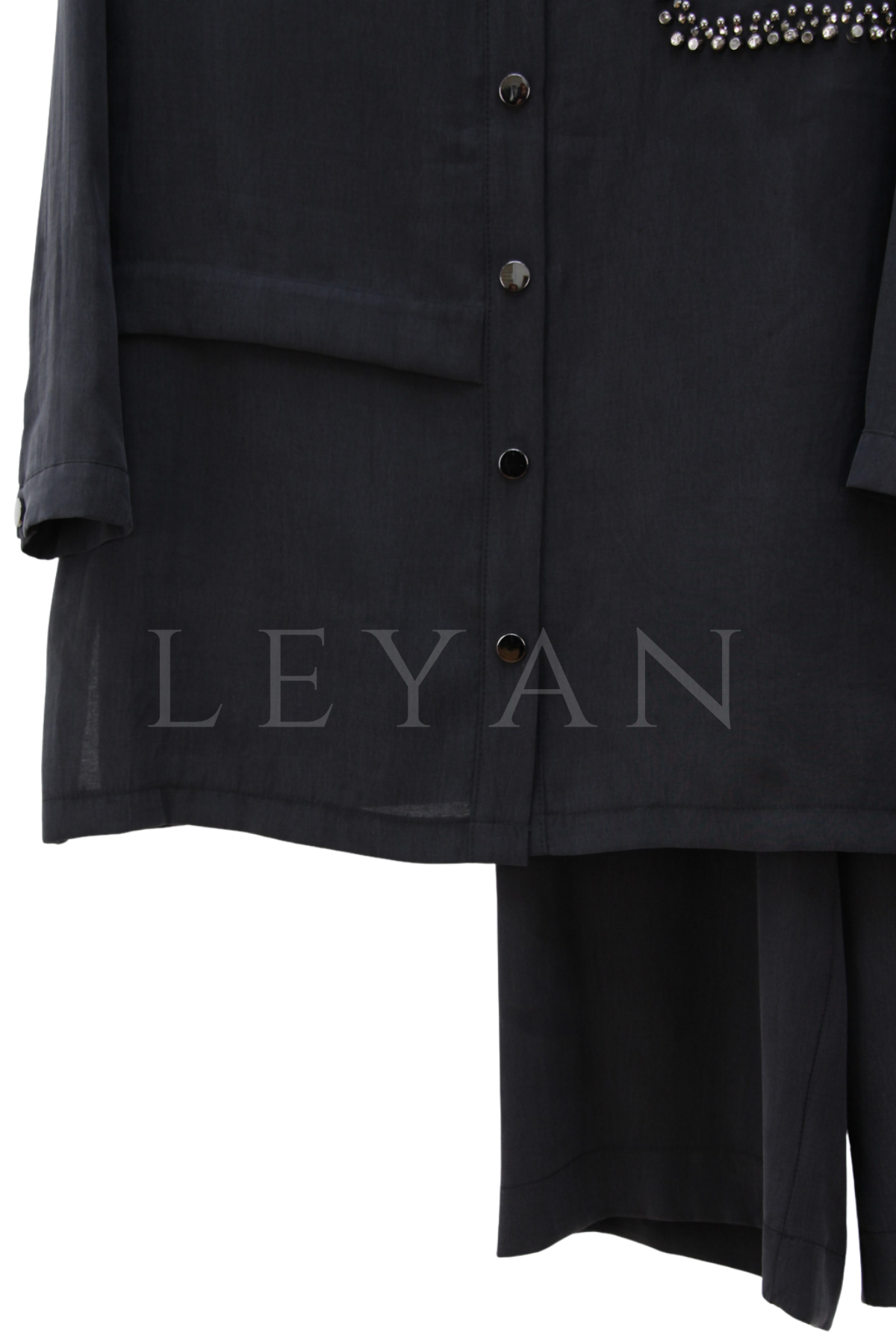 Nuss Cebi Taş Detaylı Takım- LYN04523 Siyah