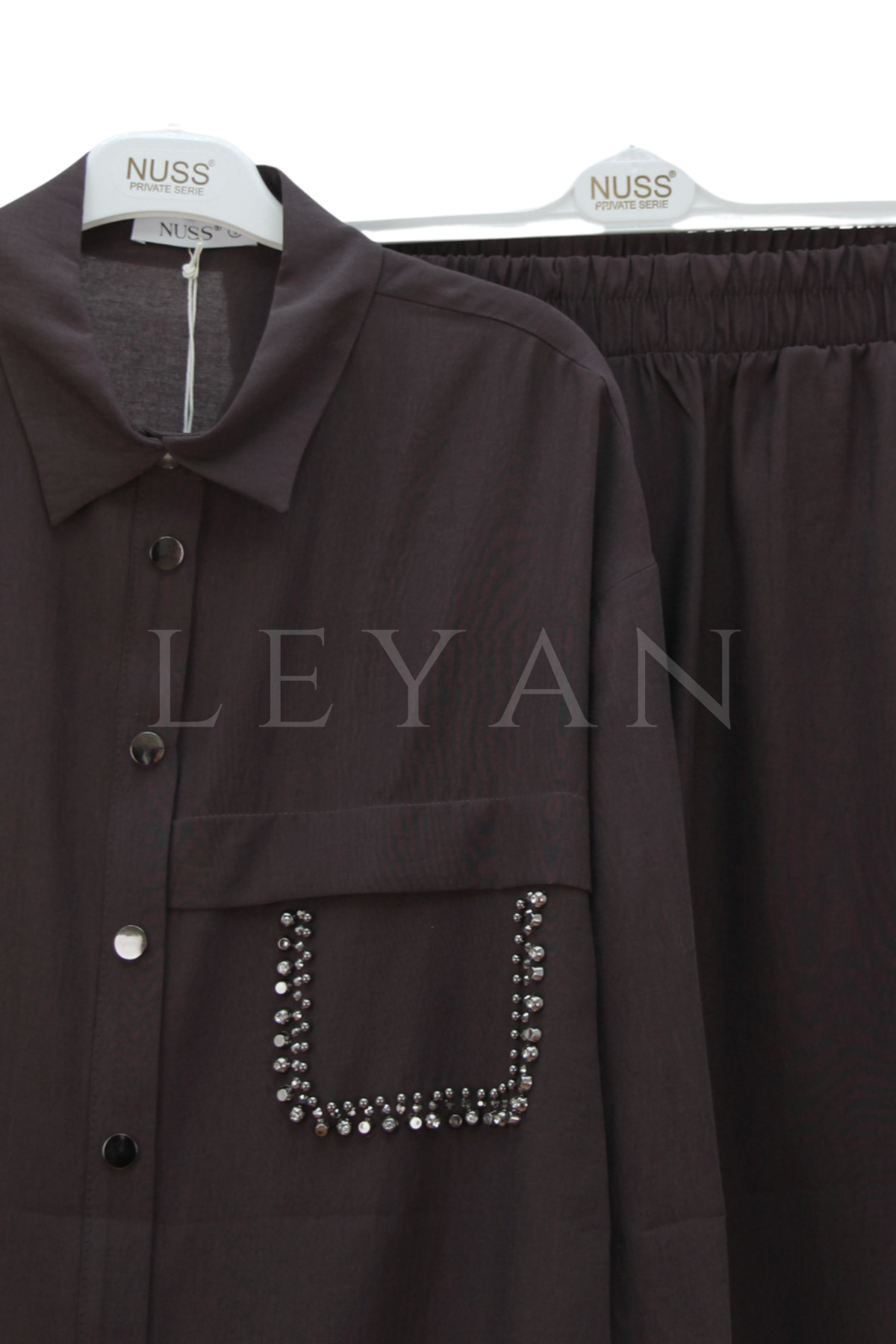 Nuss Cebi Taş Detaylı Takım- LYN04523 Kahve