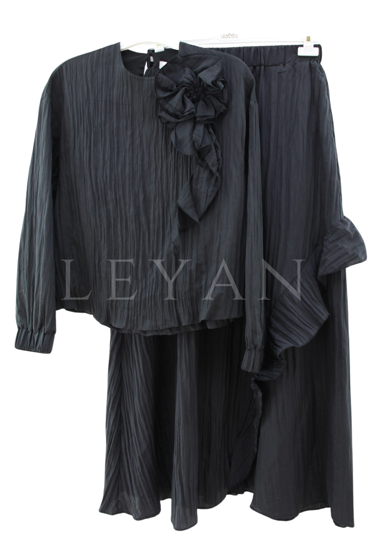 Nuss Çiçek Detaylı Takım- LYN04524 Siyah