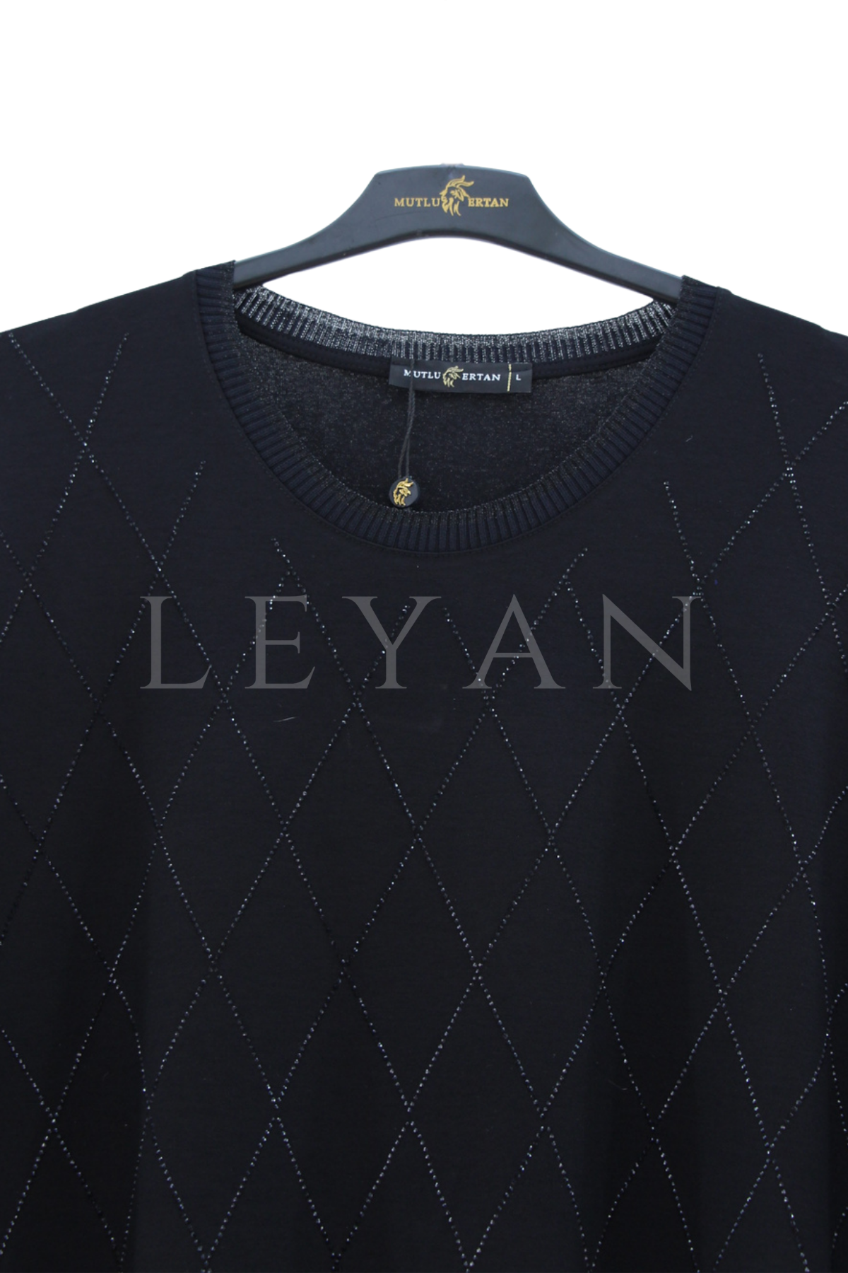 Mutlu Ertan Uzun Kollu Baklava Taşlı Bluz- LYN04525 Siyah