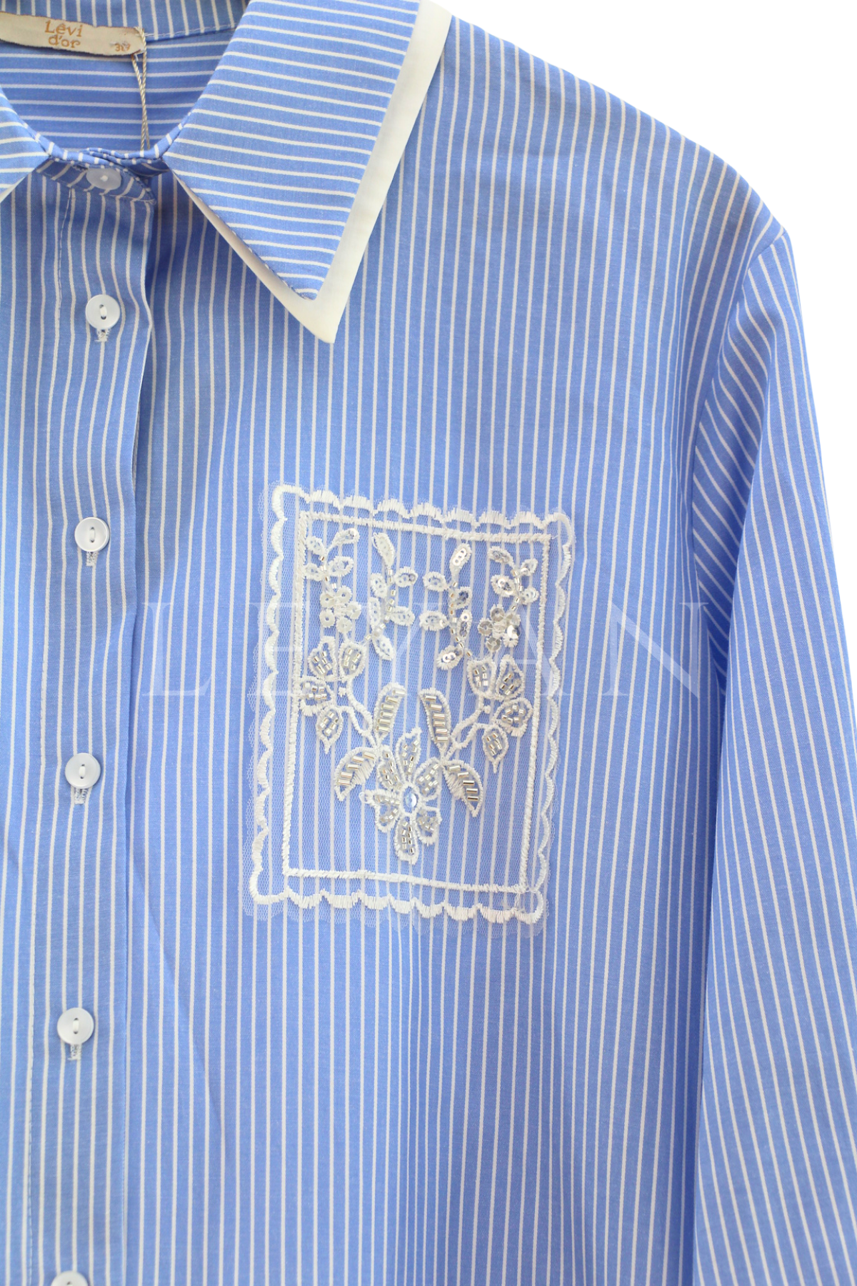 Levidor Cebi İşlemeli Gömlek- LYN04526 Mavi