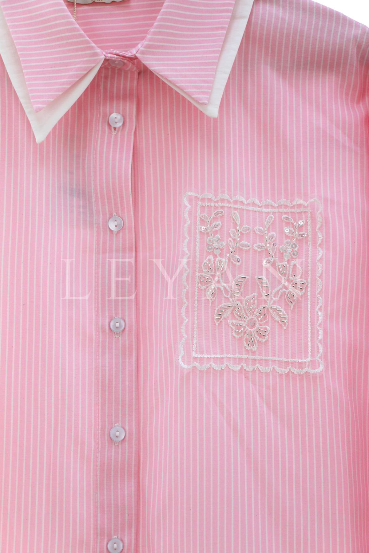 Levidor Cebi İşlemeli Gömlek- LYN04526 Pembe