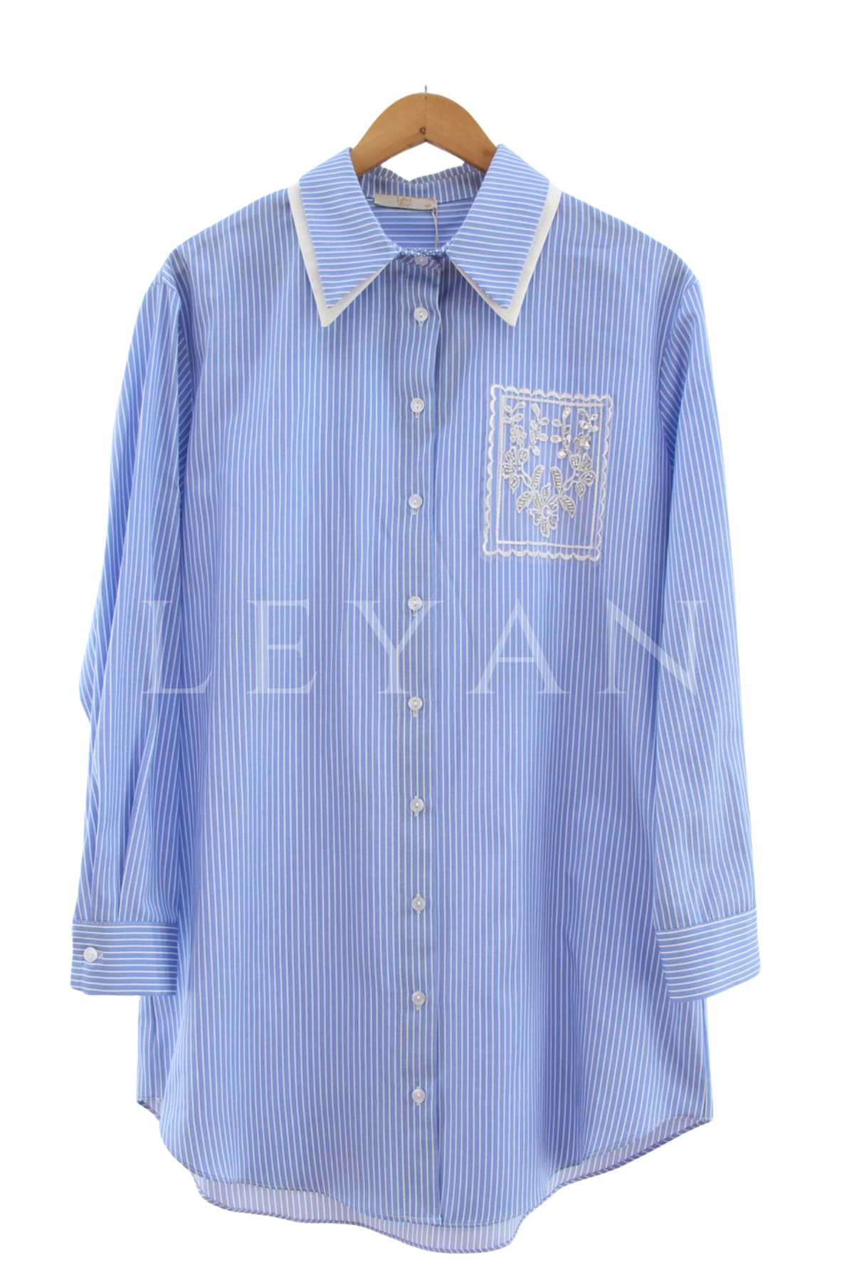 Levidor Cebi İşlemeli Gömlek- LYN04526 Mavi