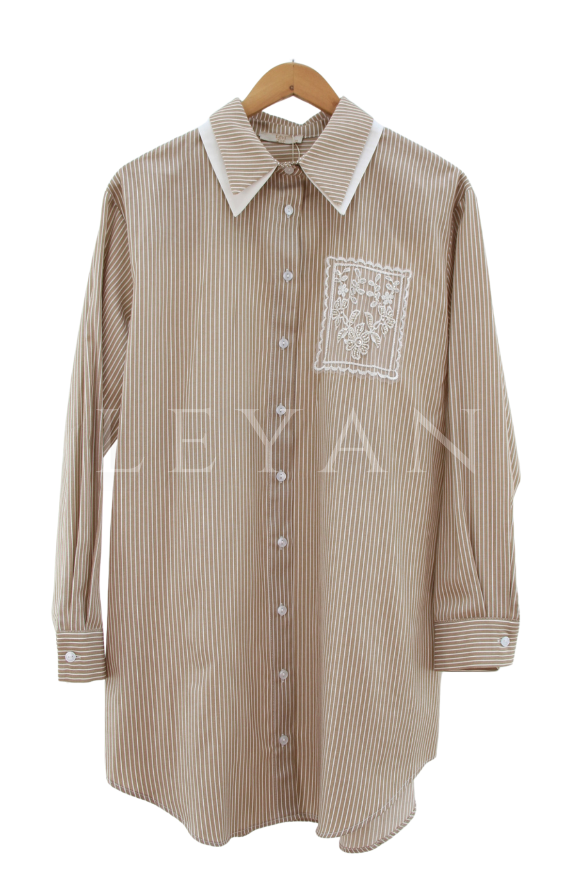 Levidor Cebi İşlemeli Gömlek- LYN04526 Bej