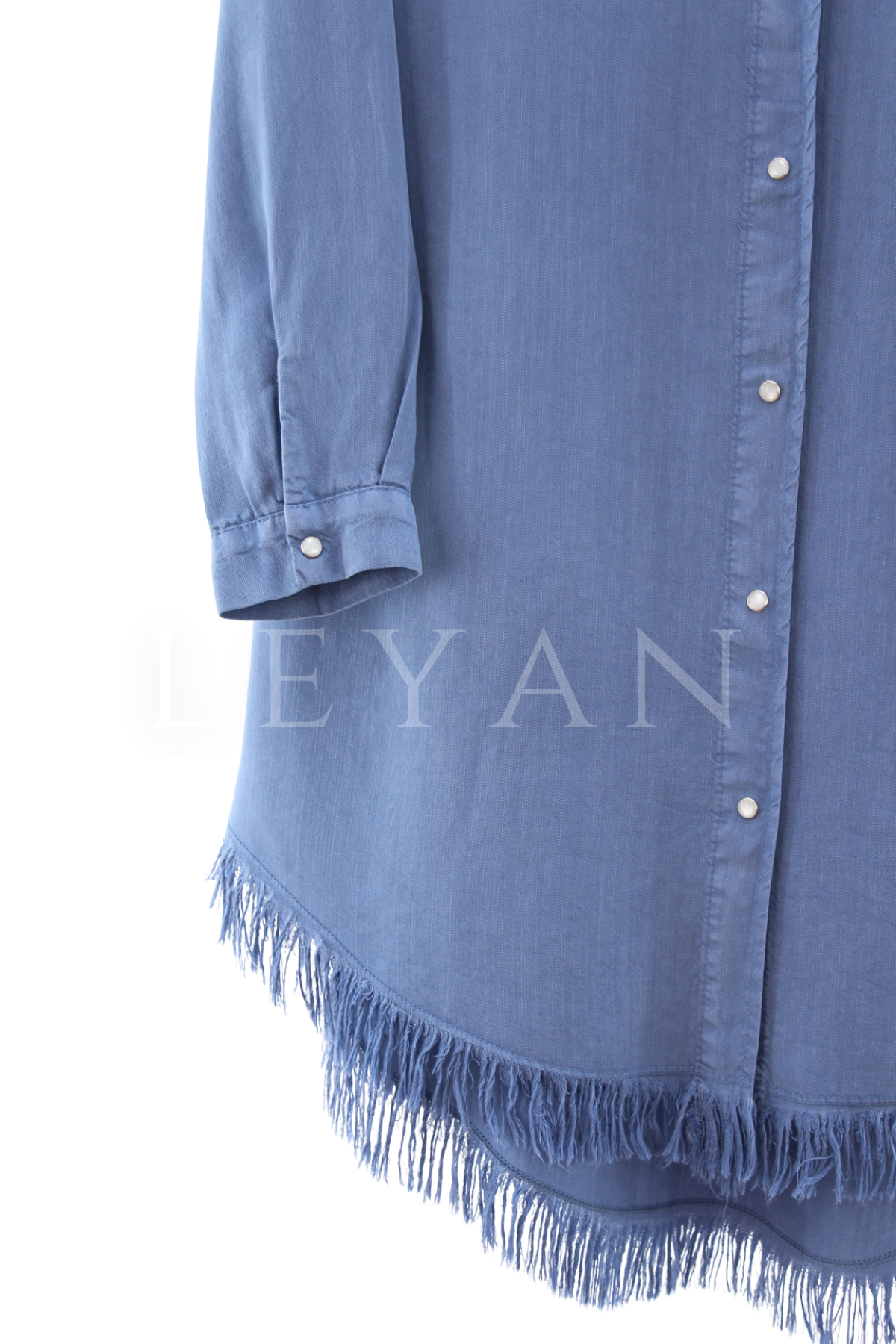 Püskül Detaylı Tensel Gömlek- LYN04528 Mavi