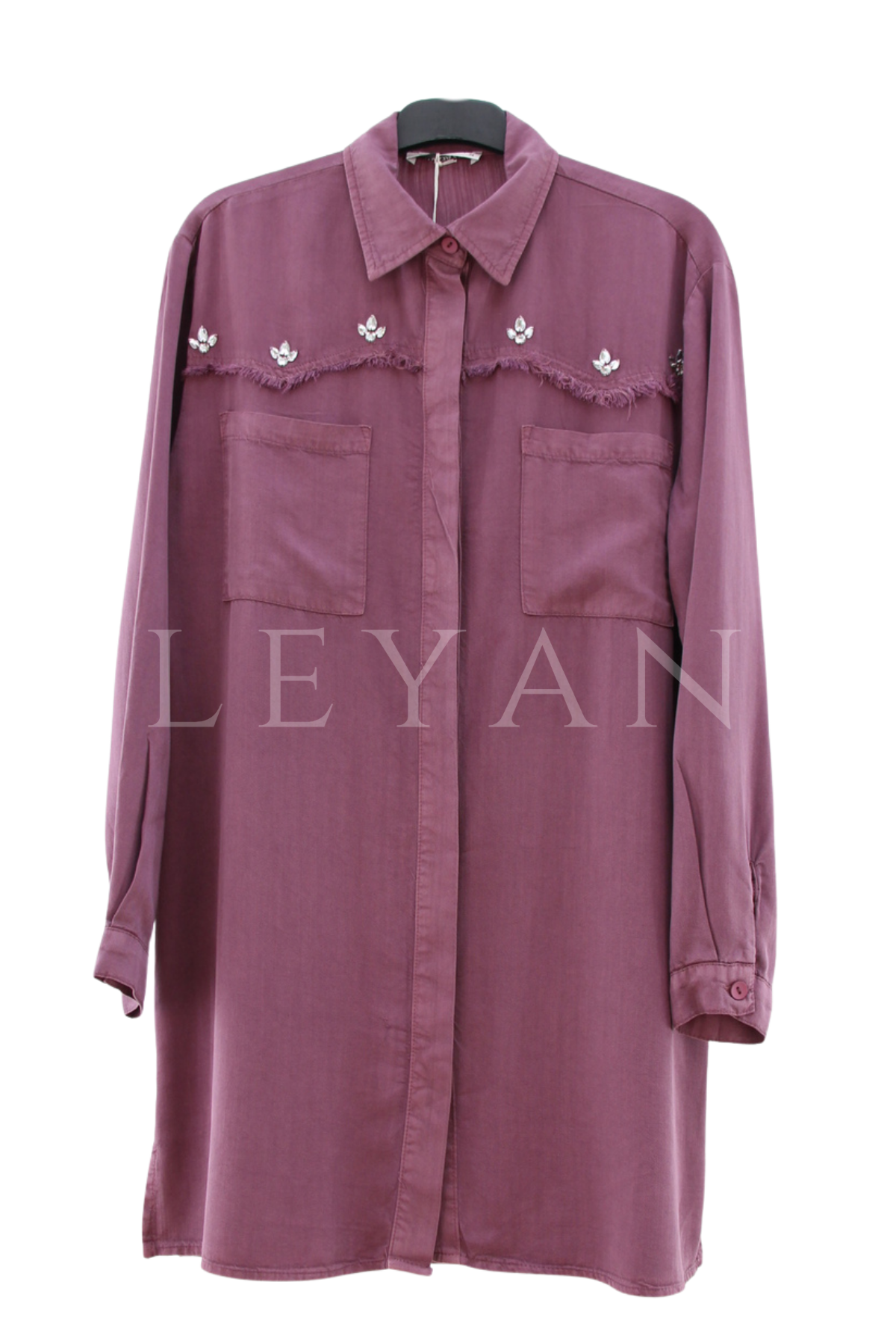 Taşlı Tensel Gömlek- LYN04531 Gül Kurusu