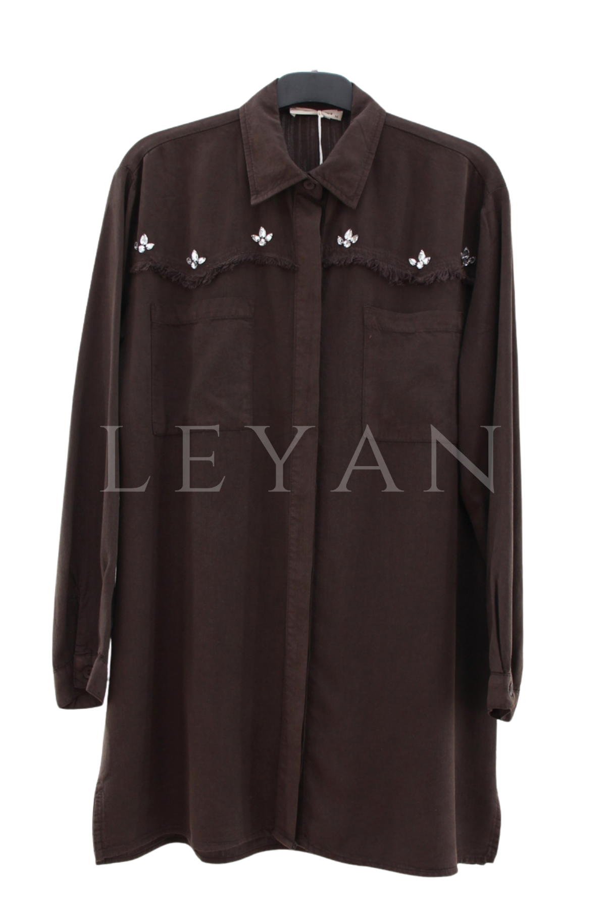 Taşlı Tensel Gömlek- LYN04531 Kahve