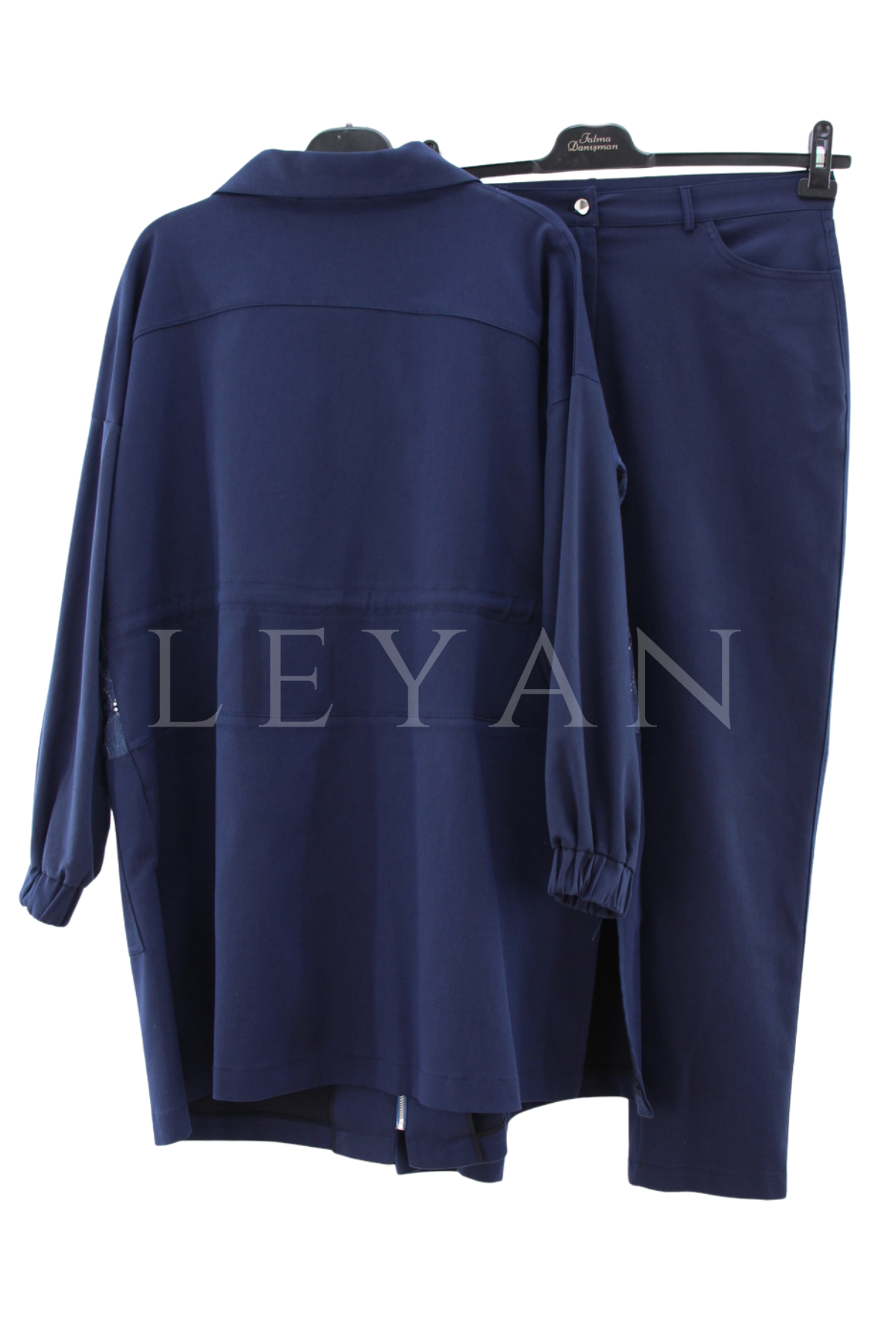 Fatma Danışman Önü Çiçek Desenli Takım- LYN04536 Lacivert