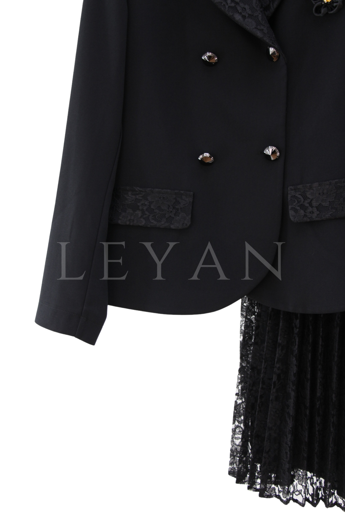 Orhan Store Güpürlü Etekli Takım- LYN04537 Siyah