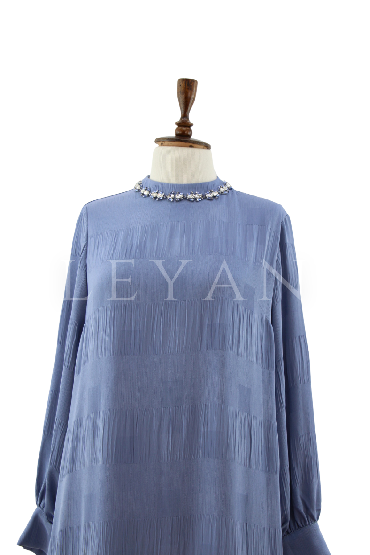 Orhan Store Yakası Taş Detaylı Elbise- LYN04538 İndigo
