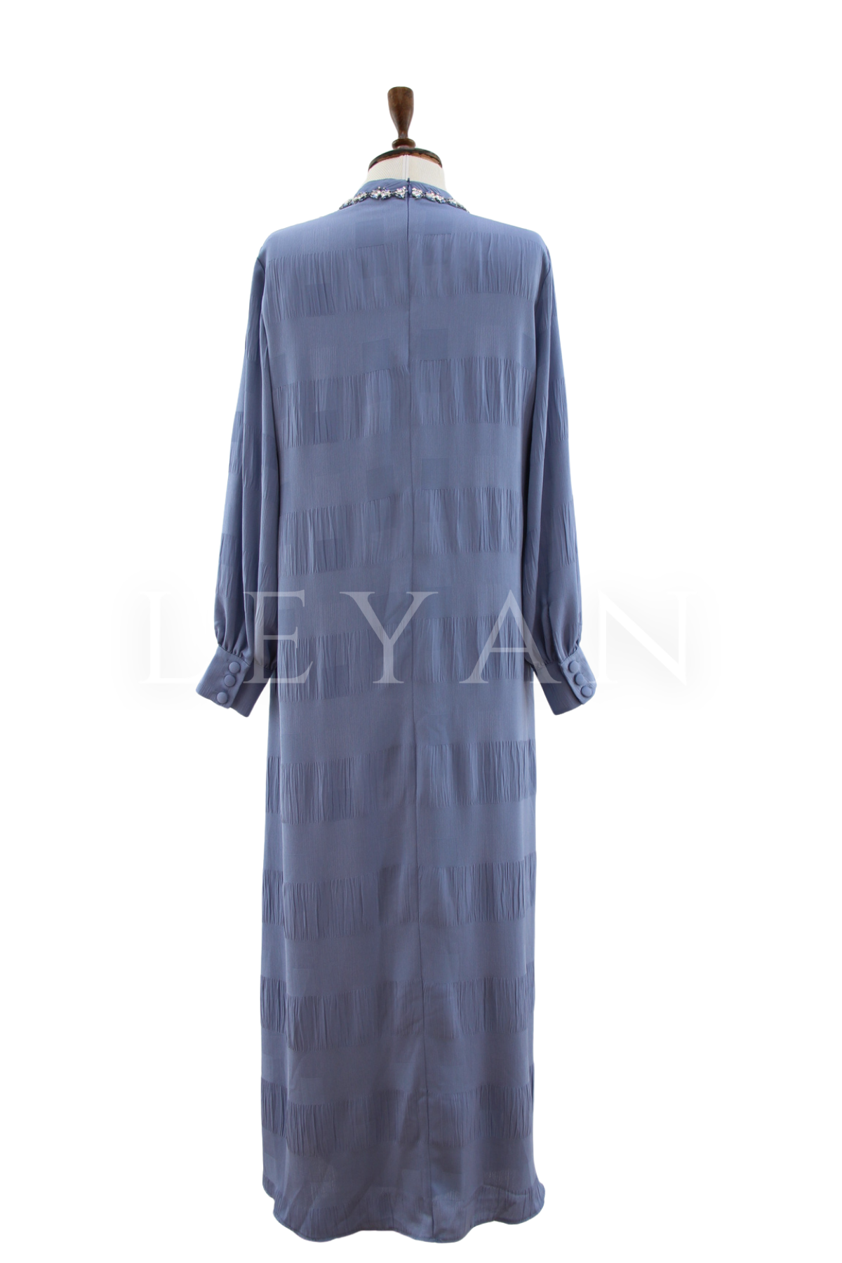 Orhan Store Yakası Taş Detaylı Elbise- LYN04538 İndigo