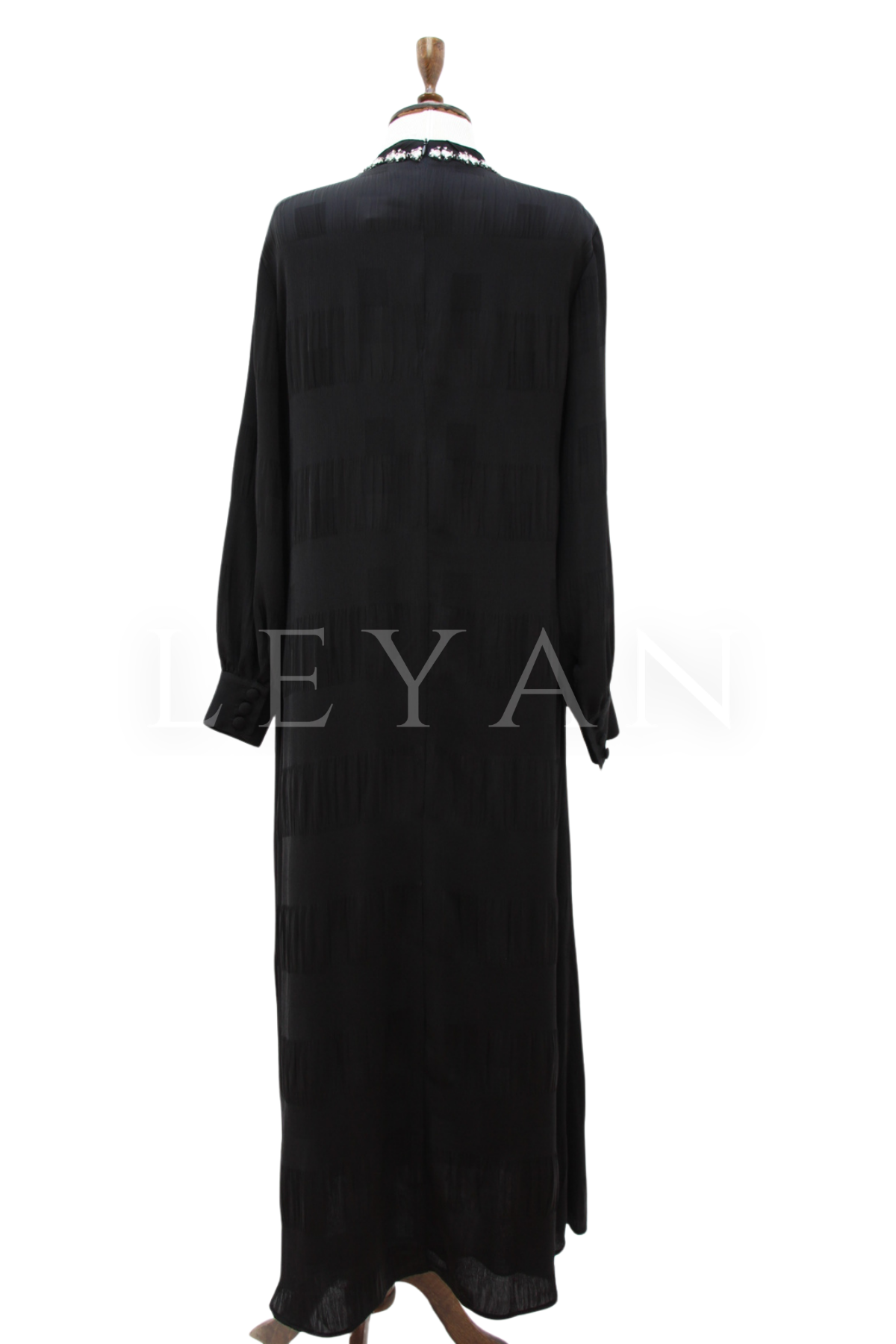 Orhan Store Yakası Taş Detaylı Elbise- LYN04538 Siyah