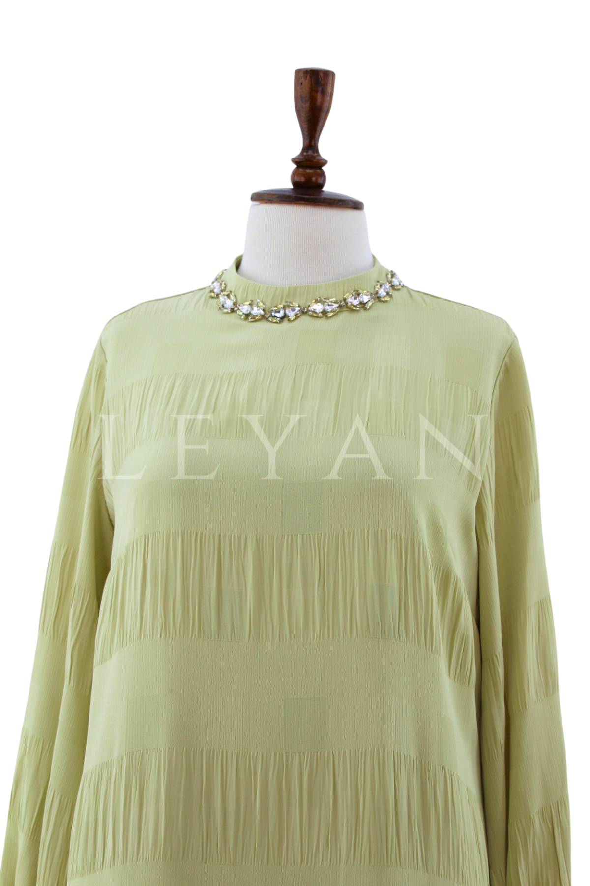 Orhan Store Yakası Taş Detaylı Elbise- LYN04538 Olive