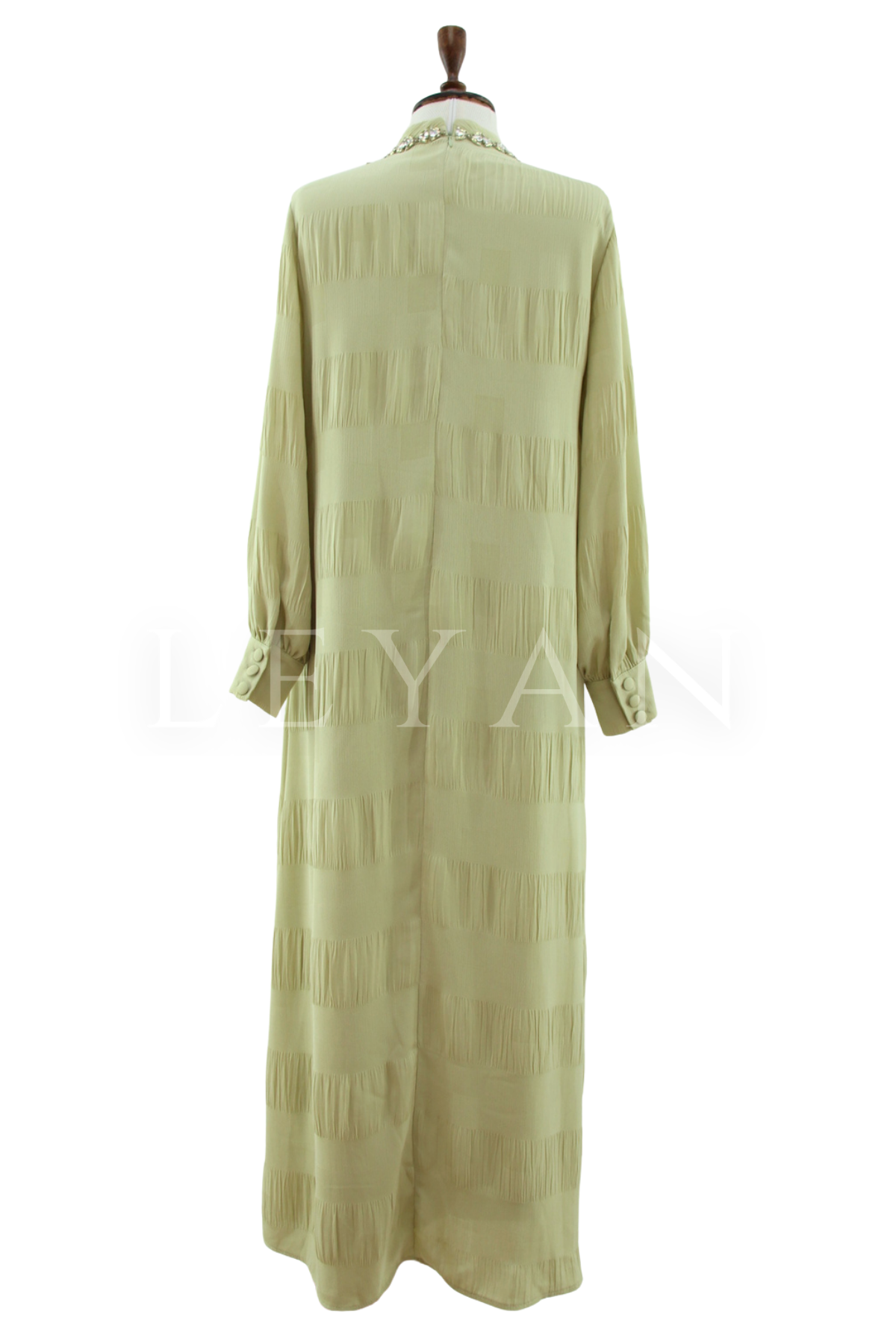 Orhan Store Yakası Taş Detaylı Elbise- LYN04538 Olive