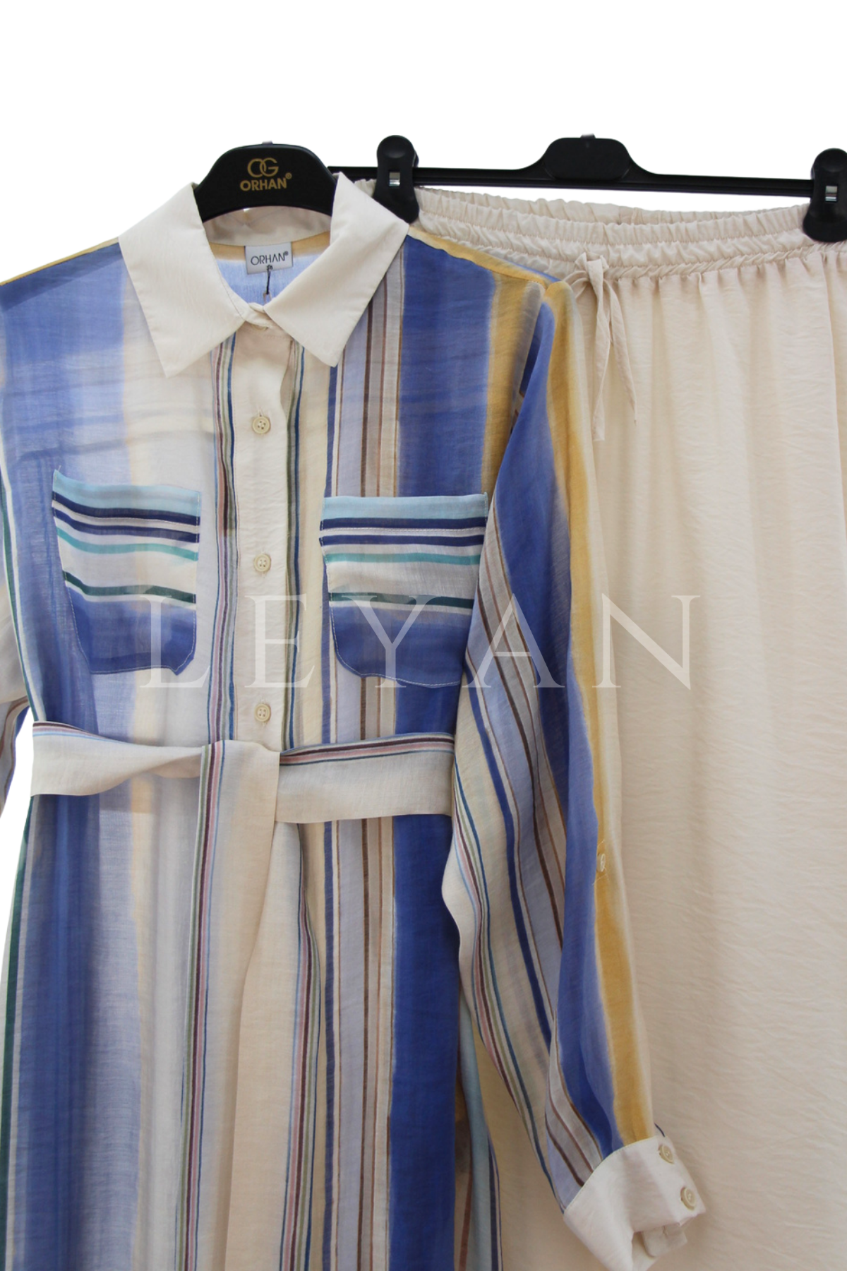 Orhan Store Renkli Çizgili Takım- LYN04539 İndigo