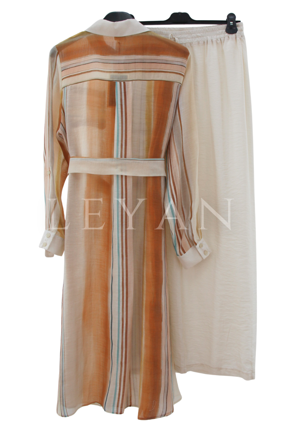 Orhan Store Renkli Çizgili Takım- LYN04539 Taba