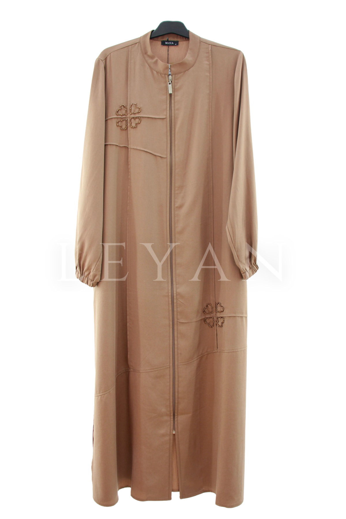 Micca Boncuk İşlemeli Ferace- LYN04541 Kahve