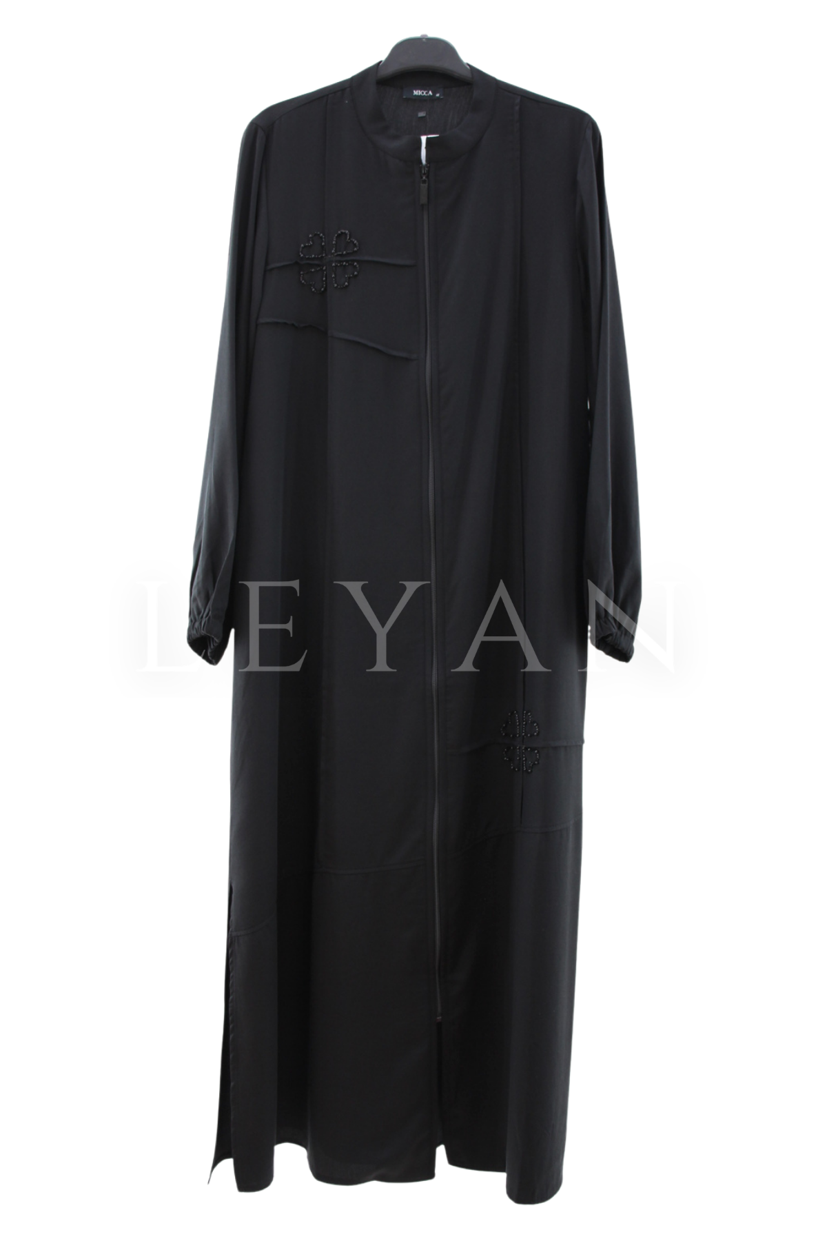 Micca Boncuk İşlemeli Ferace- LYN04541 Siyah