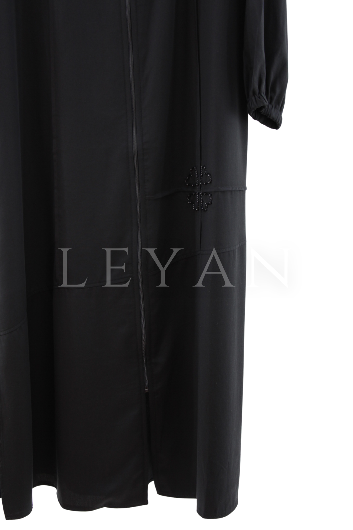 Micca Boncuk İşlemeli Ferace- LYN04541 Siyah