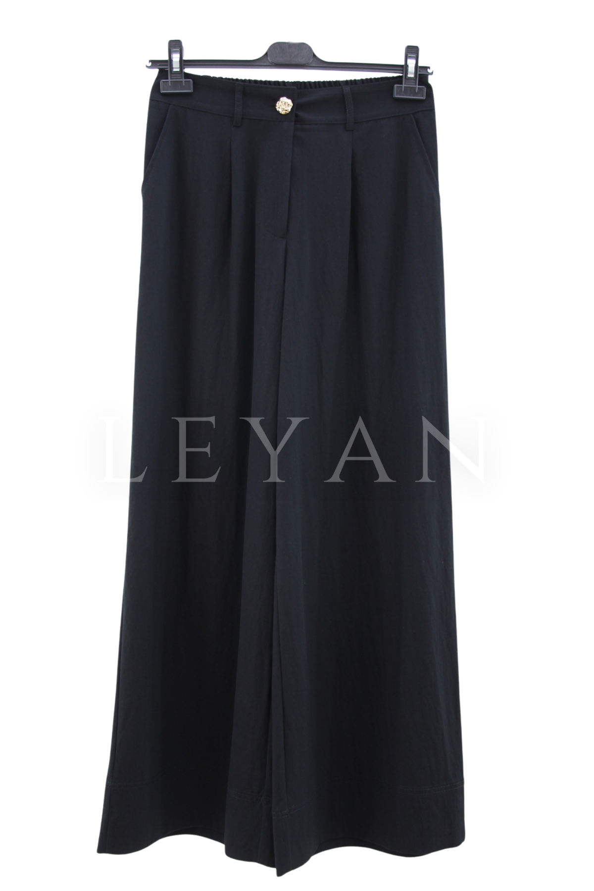 Sentez Abelia Kısa Geniş Paça Pantolon- LYN04542 Siyah