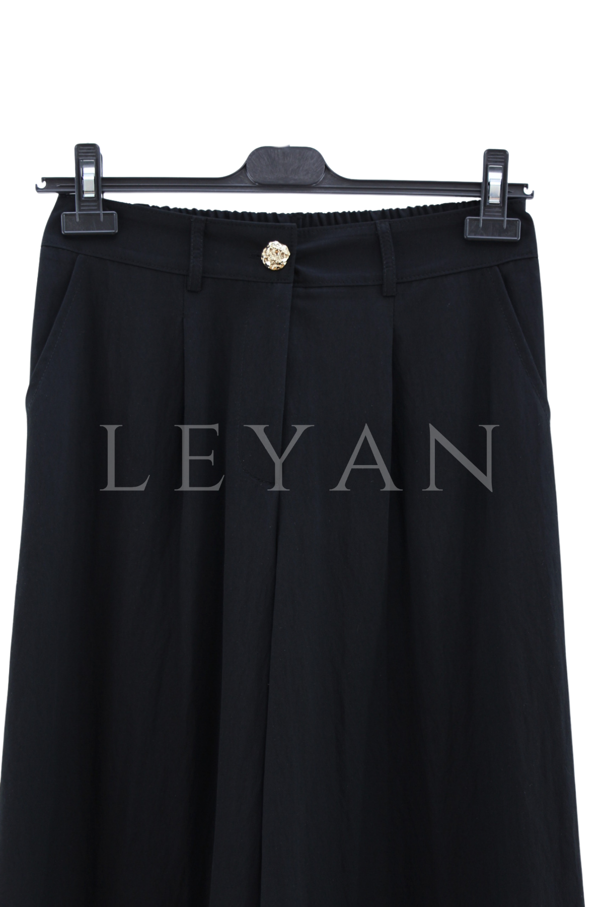 Sentez Abelia Kısa Geniş Paça Pantolon- LYN04542 Siyah