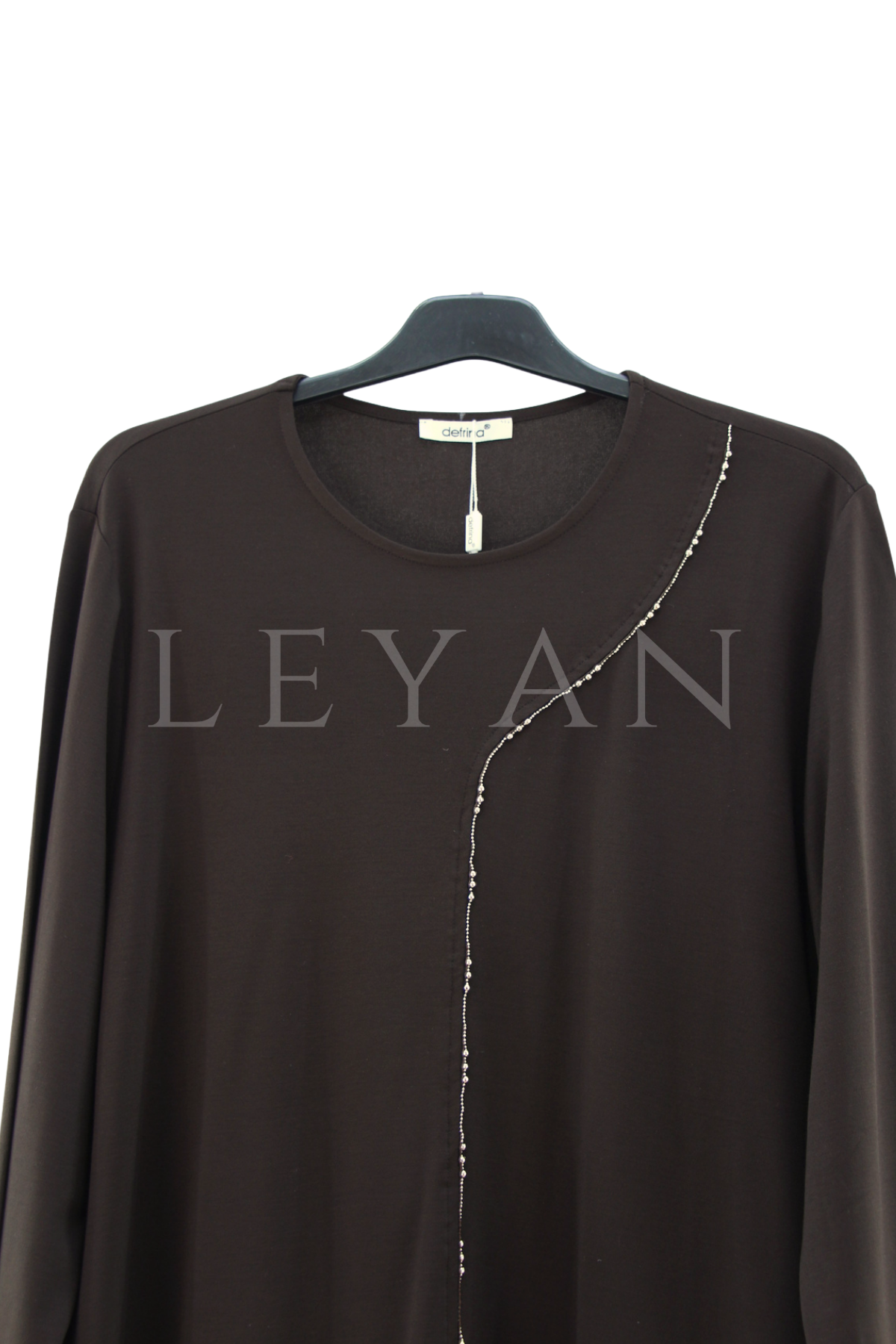 Defrina Zincir Detaylı Bluz- LYN04543 Kahve