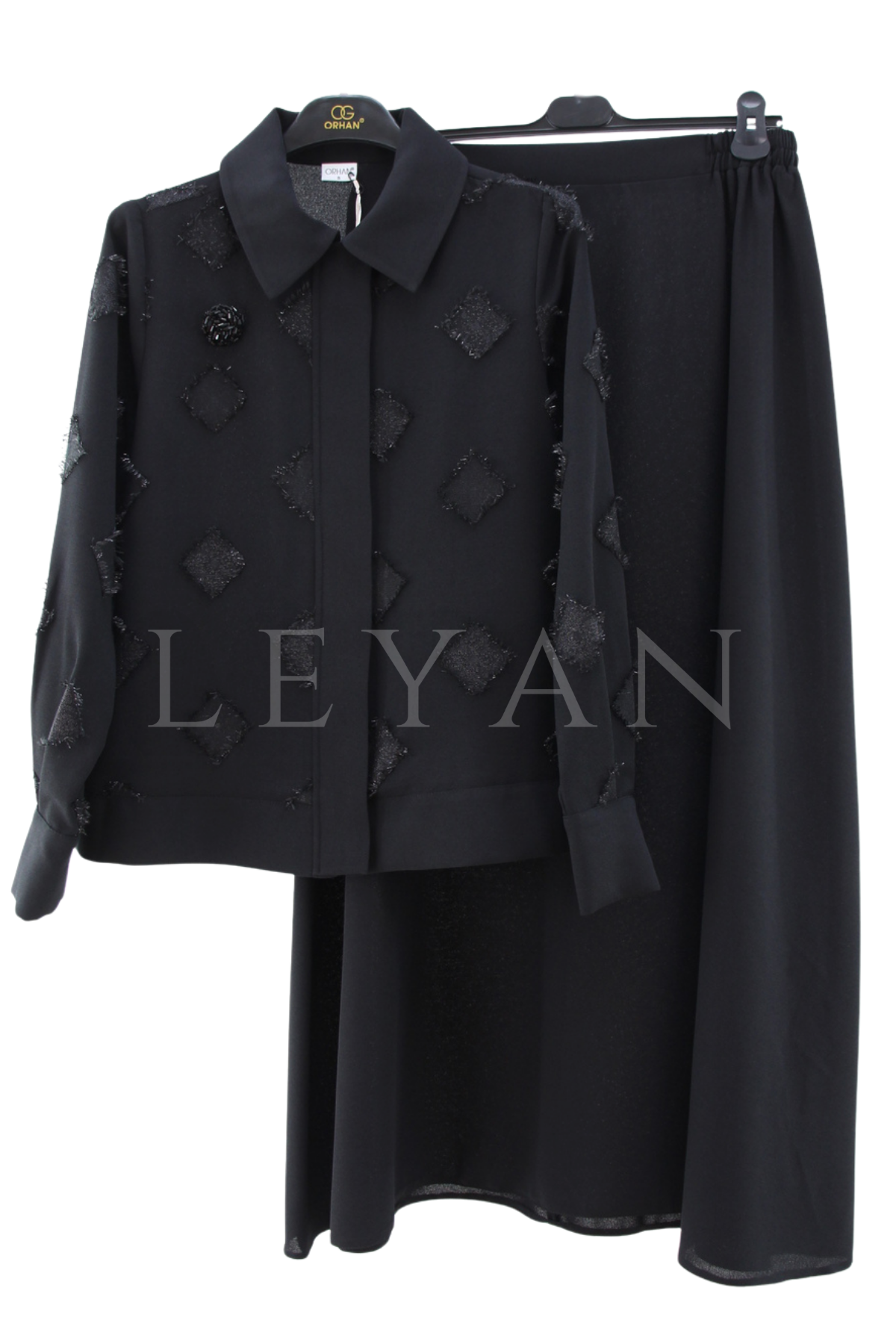 Orhan Store Püskül Detaylı Takım- LYN04547 Siyah