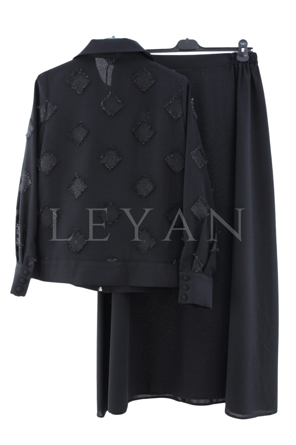 Orhan Store Püskül Detaylı Takım- LYN04547 Siyah