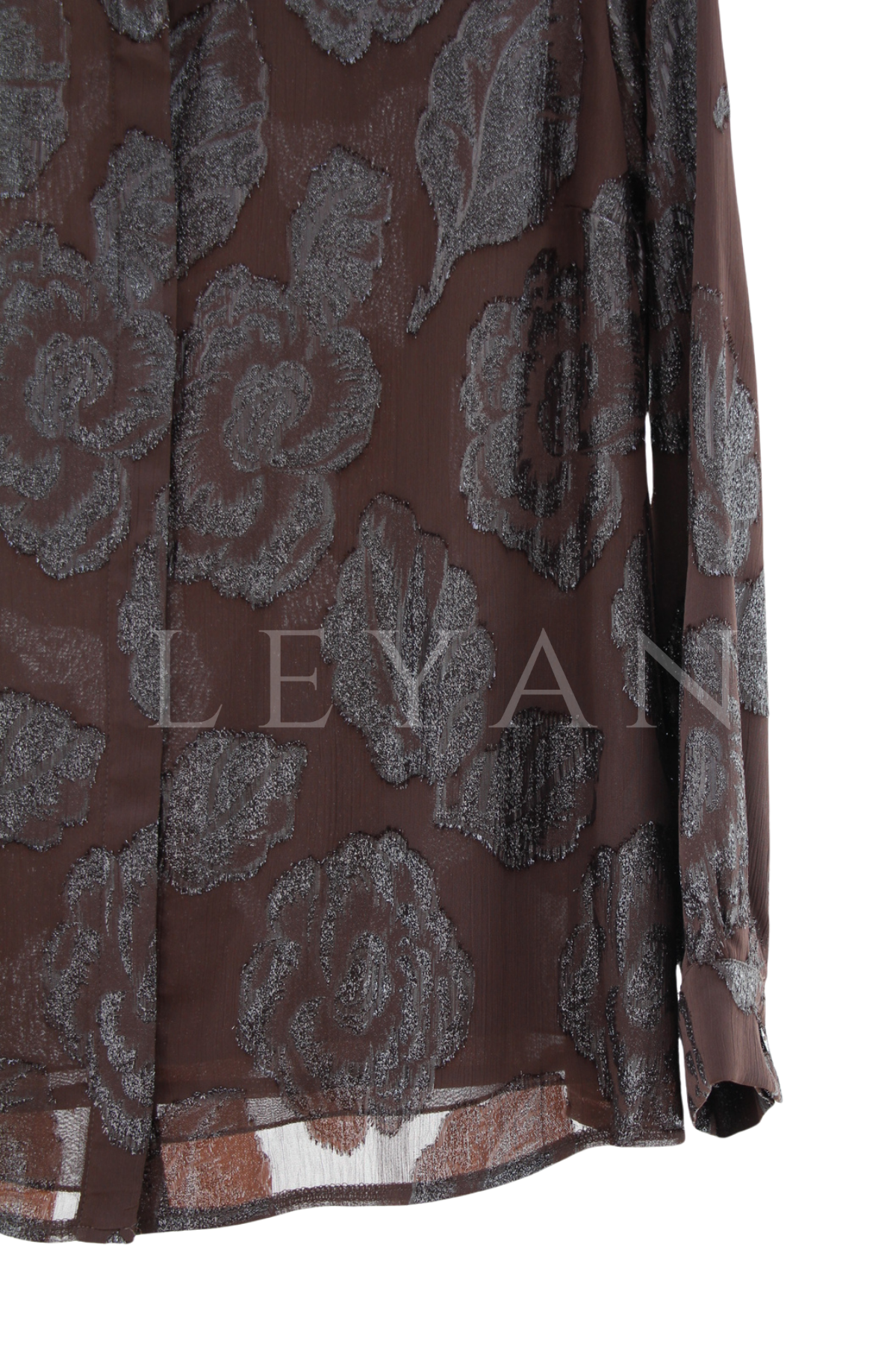 Femina Jakakarlı Şifon Gömlek- LYN04552 Kahve