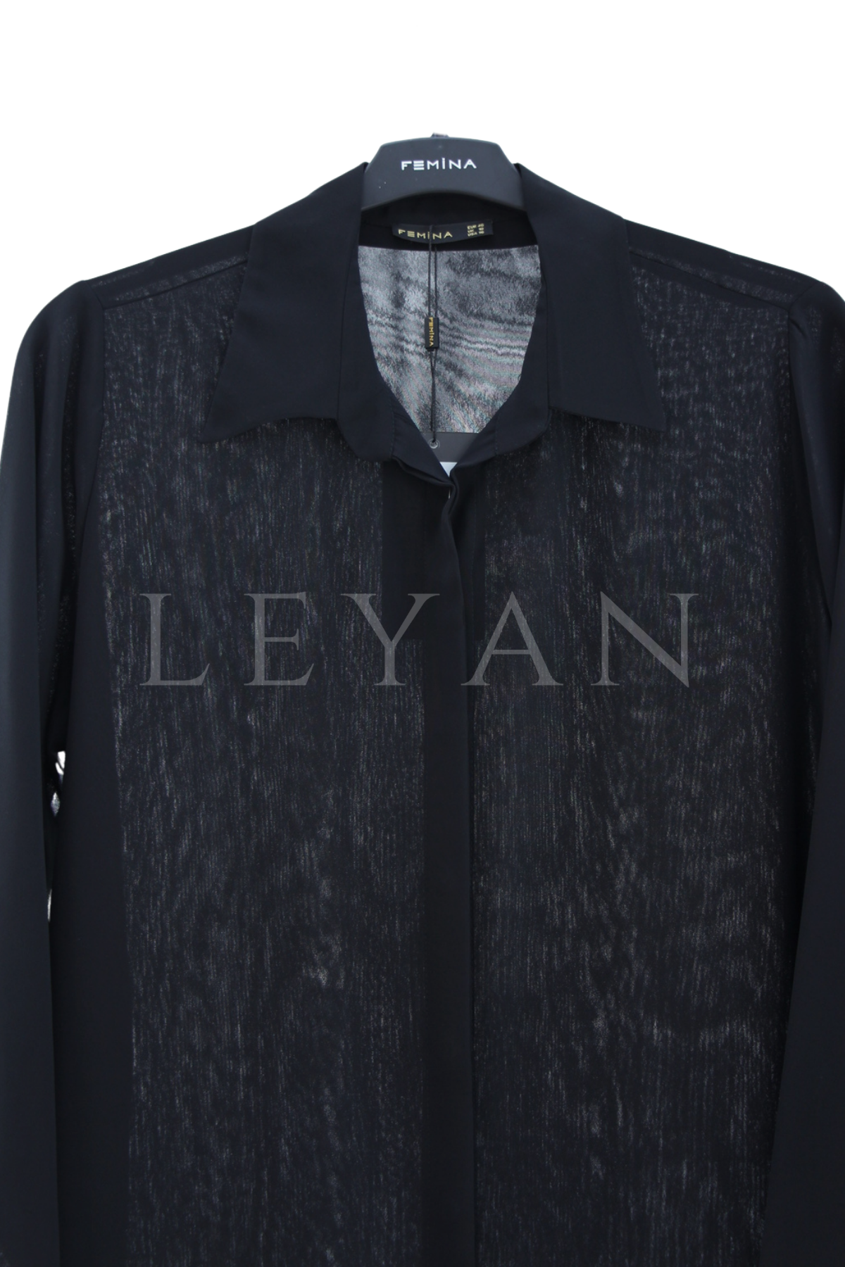 Femina Taşlı Şifon Gömlek- LYN04558 Siyah