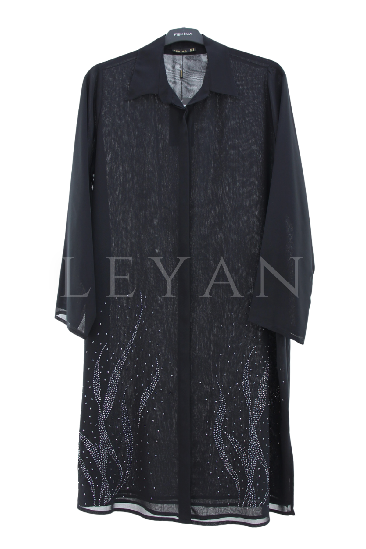 Femina Taşlı Şifon Gömlek- LYN04558 Siyah