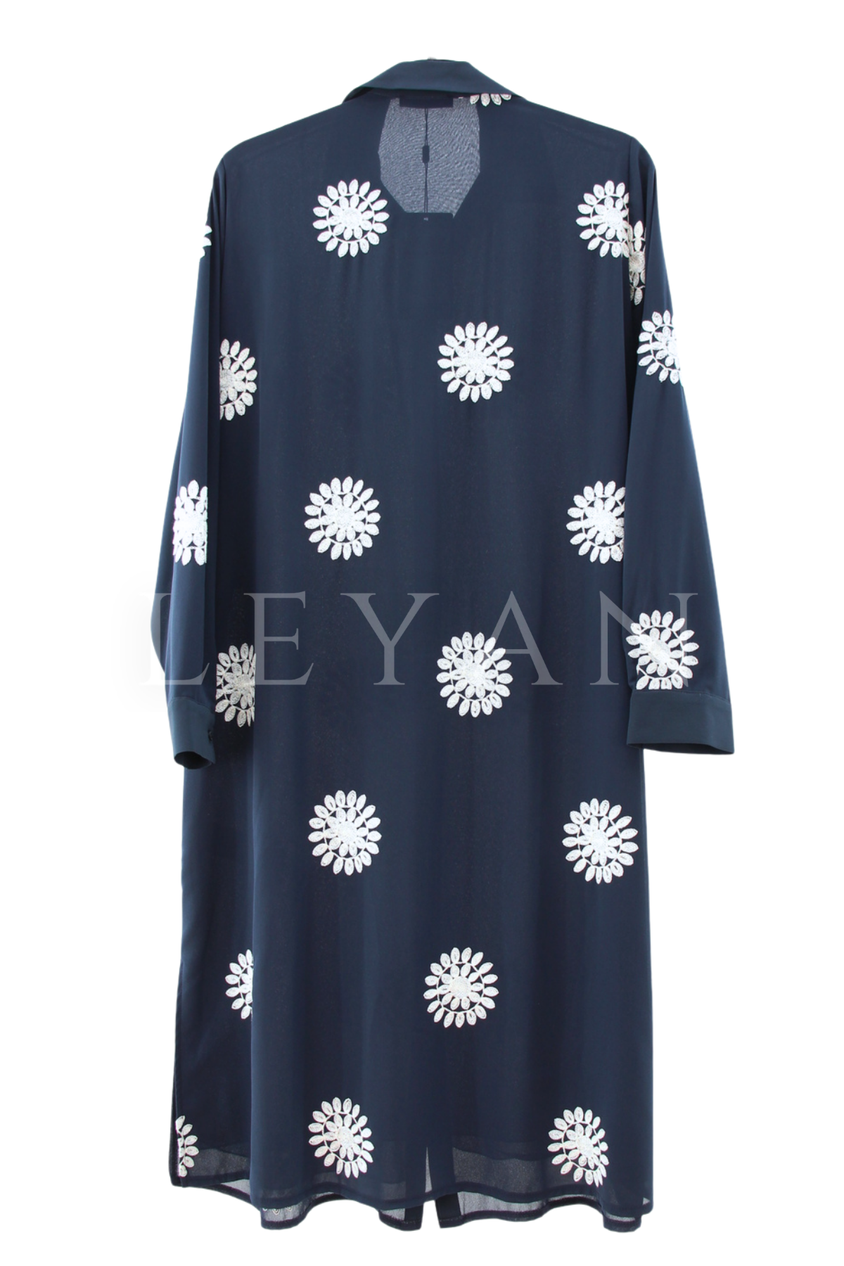 Femina Çiçek İşlemeli İncili Gömlek- LYN04559 Lacivert