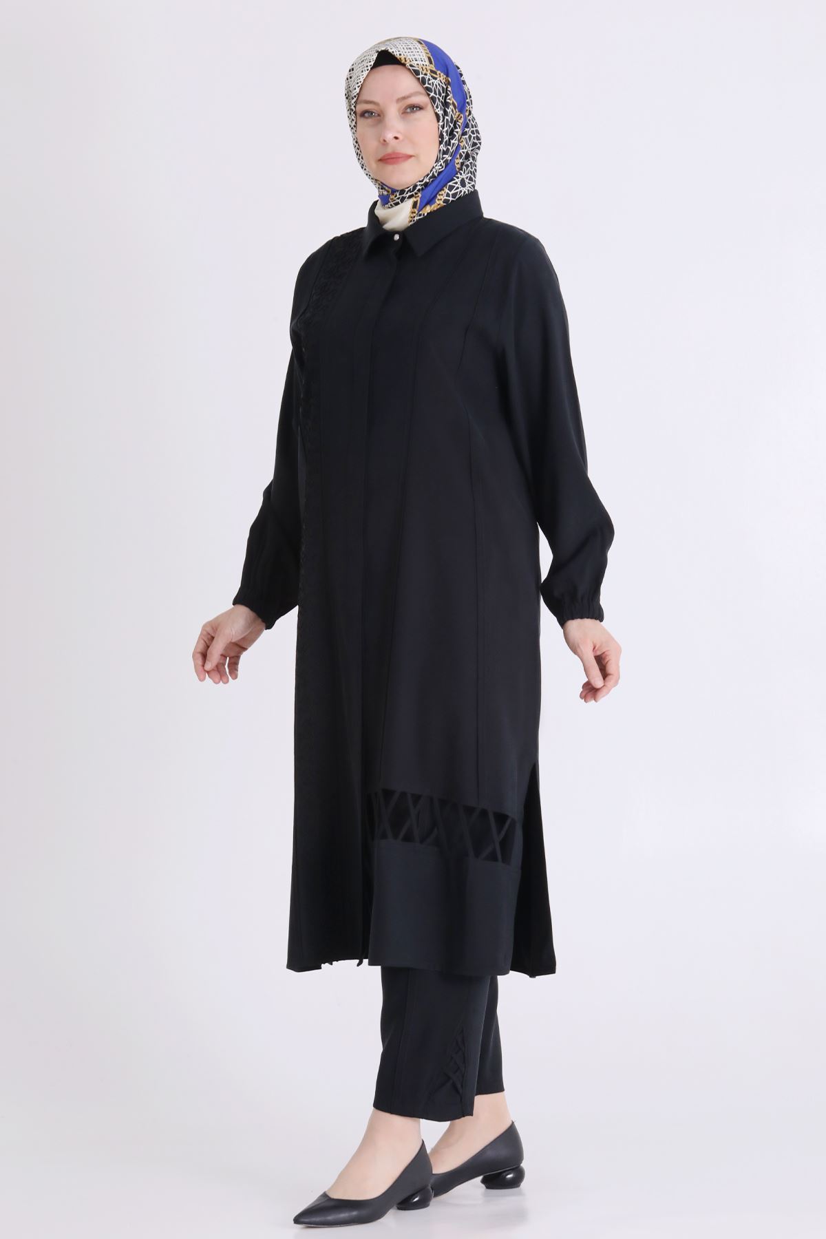 Behrem Lase Detaylı Takım-LYN04570 Siyah