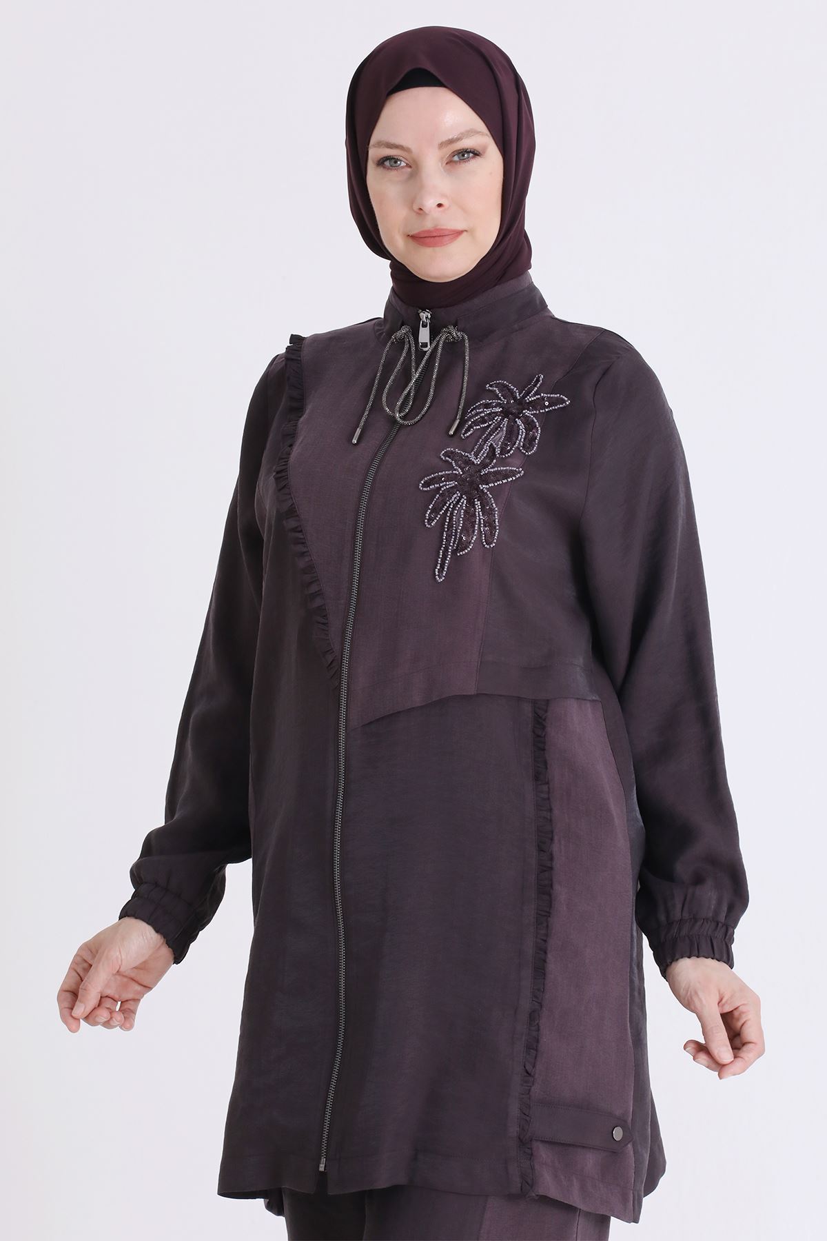 Behrem İşlemeli Takım- LYN04573 Kahve