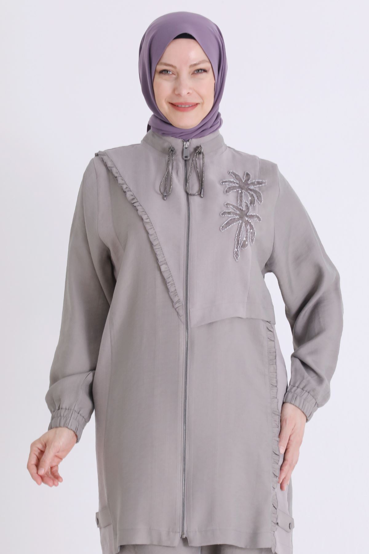 Behrem İşlemeli Takım- LYN04573 Küf Yeşili