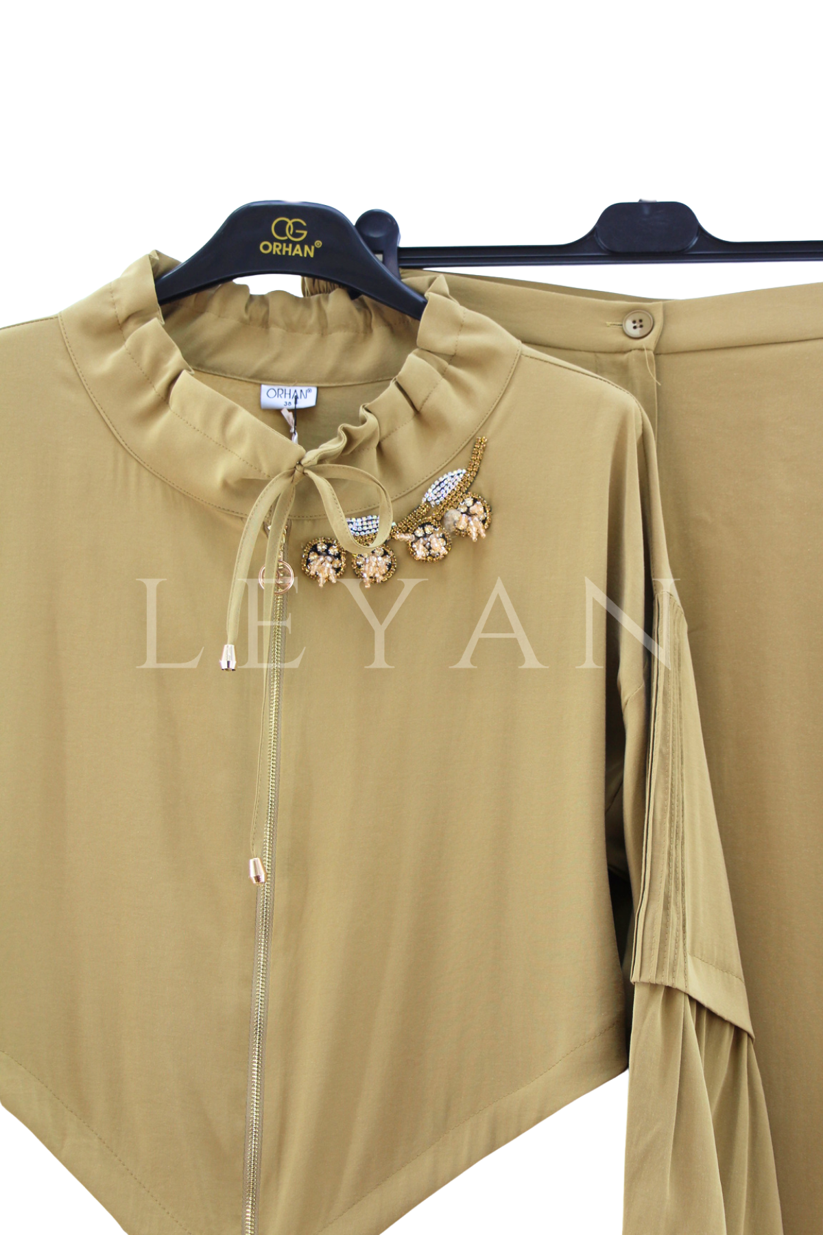 Orhan Store Taş Detaylı Pantolonlu Takım- LYN04574 Olive