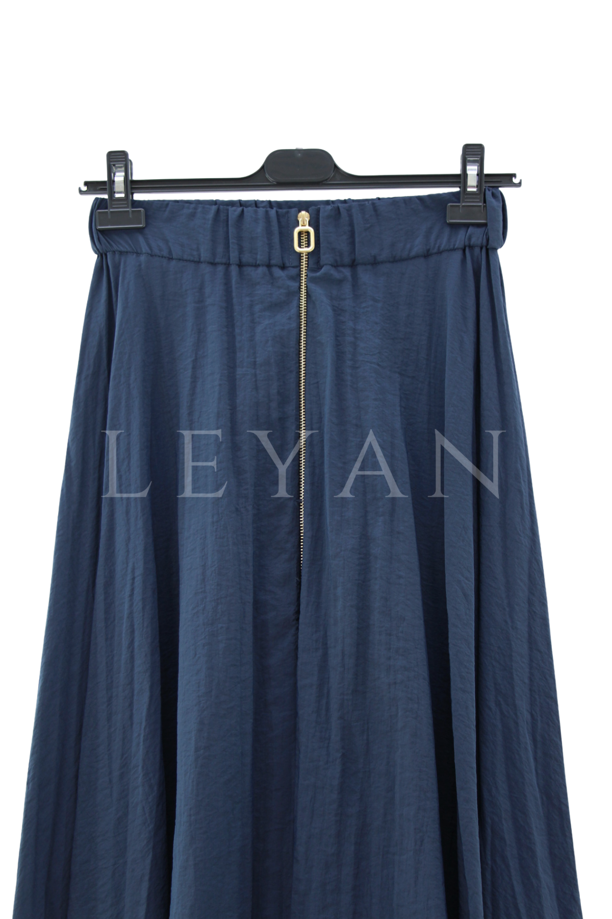 Sentez Fermuarlı Kırıştırma Etek- LYN04579 Lacivert