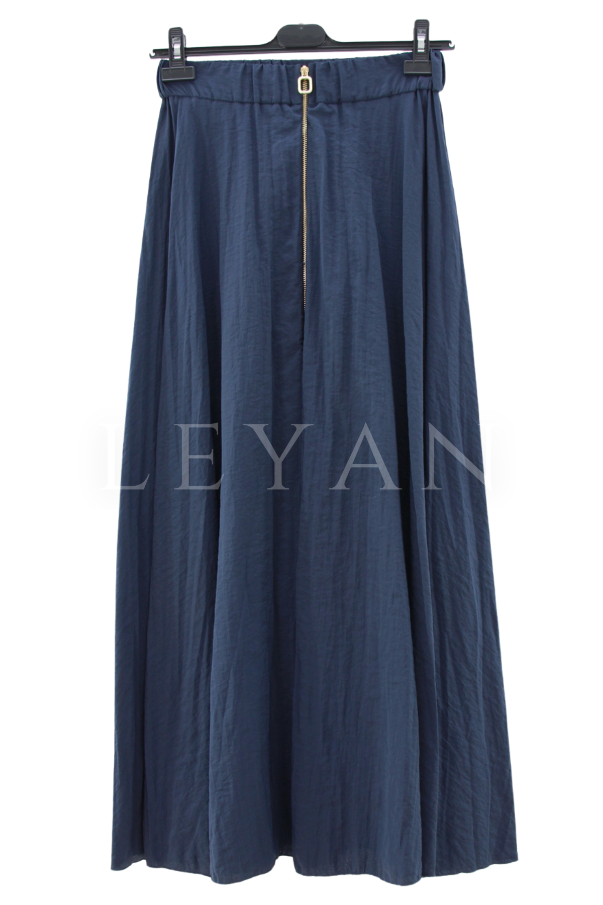Sentez Fermuarlı Kırıştırma Etek- LYN04579 Lacivert