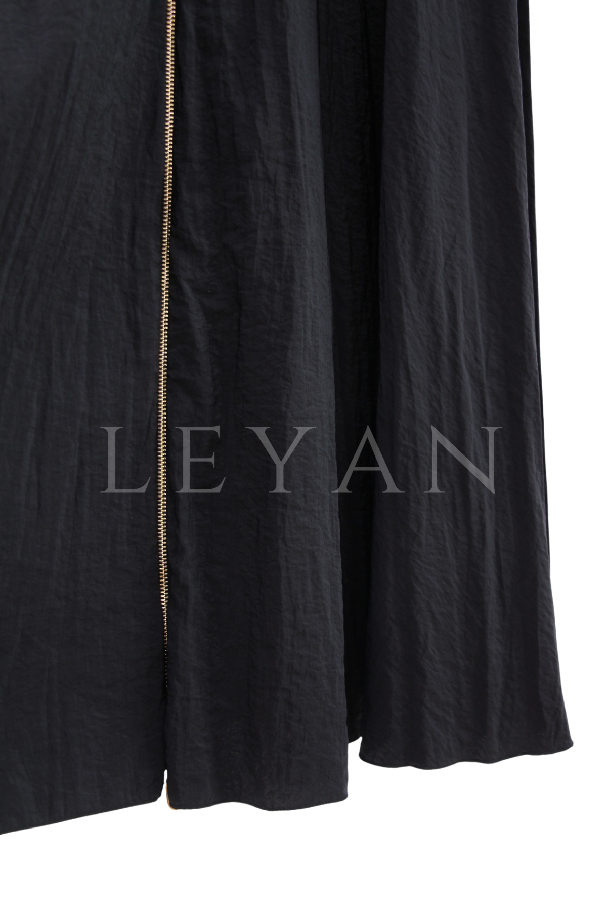 Sentez Fermuarlı Kırıştırma Etek- LYN04579 Siyah
