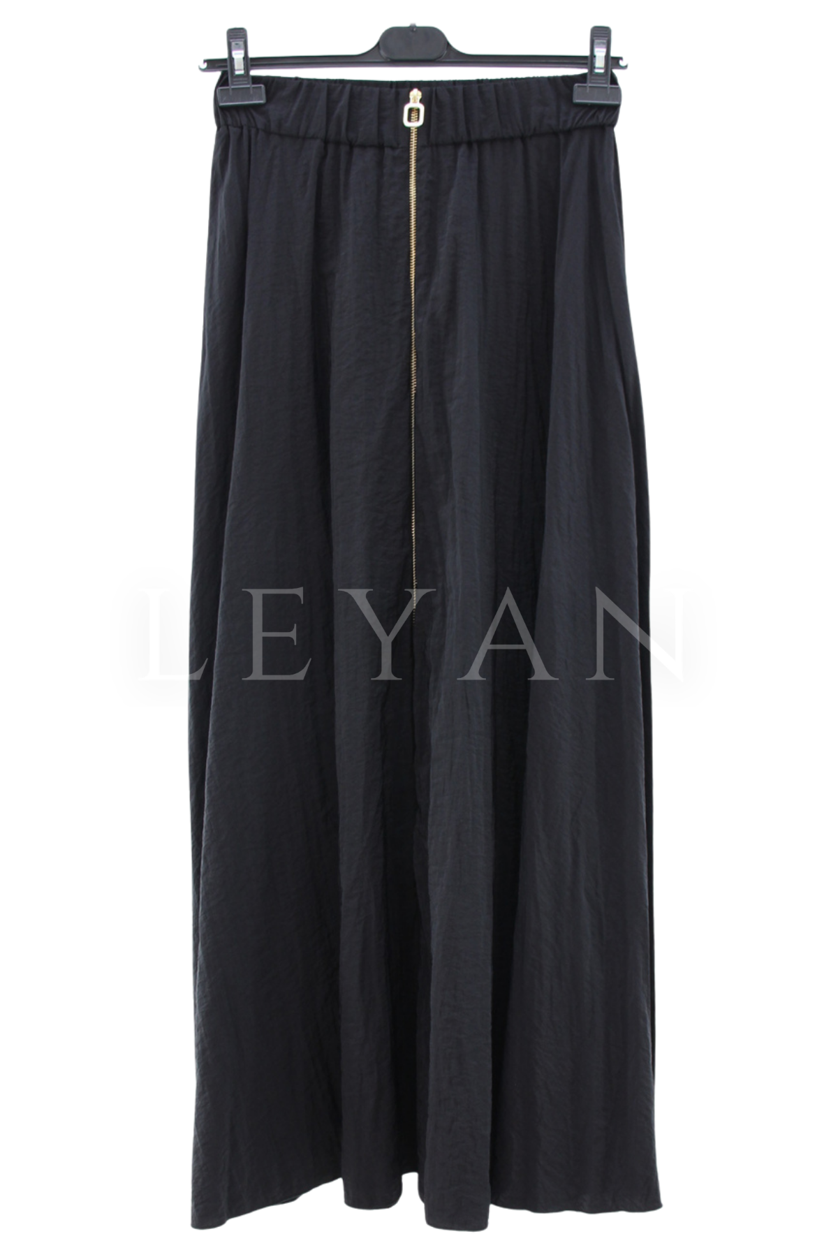 Sentez Fermuarlı Kırıştırma Etek- LYN04579 Siyah