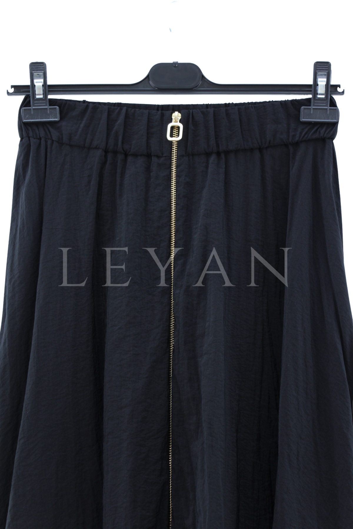 Sentez Fermuarlı Kırıştırma Etek- LYN04579 Siyah