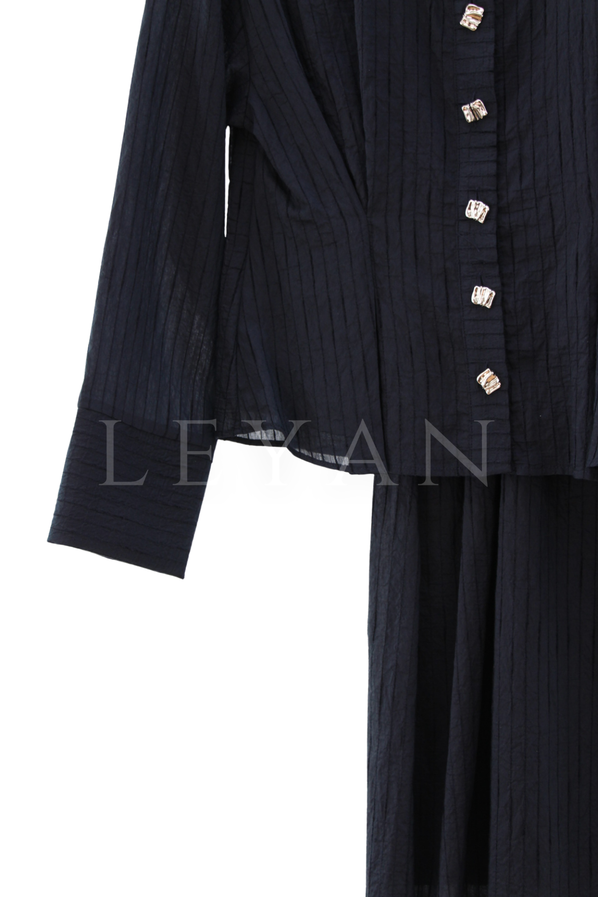 Orhan Store Düğmeli Etekli Takım- LYN04582 Siyah