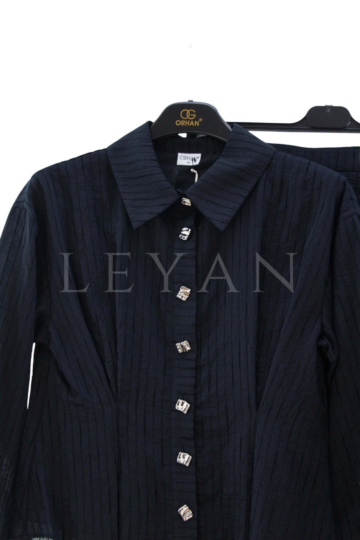Orhan Store Düğmeli Etekli Takım- LYN04582 Siyah