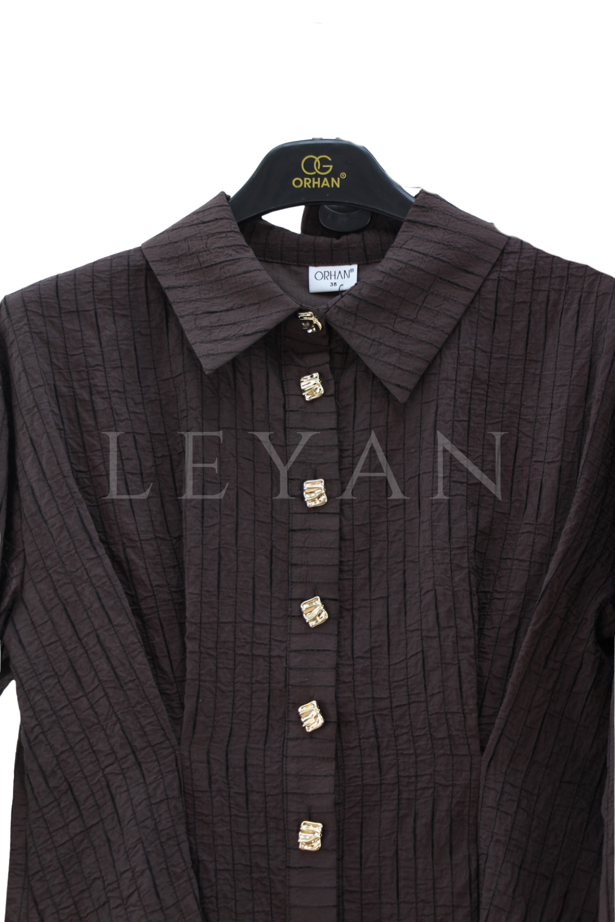 Orhan Store Düğmeli Etekli Takım- LYN04582 Kahve