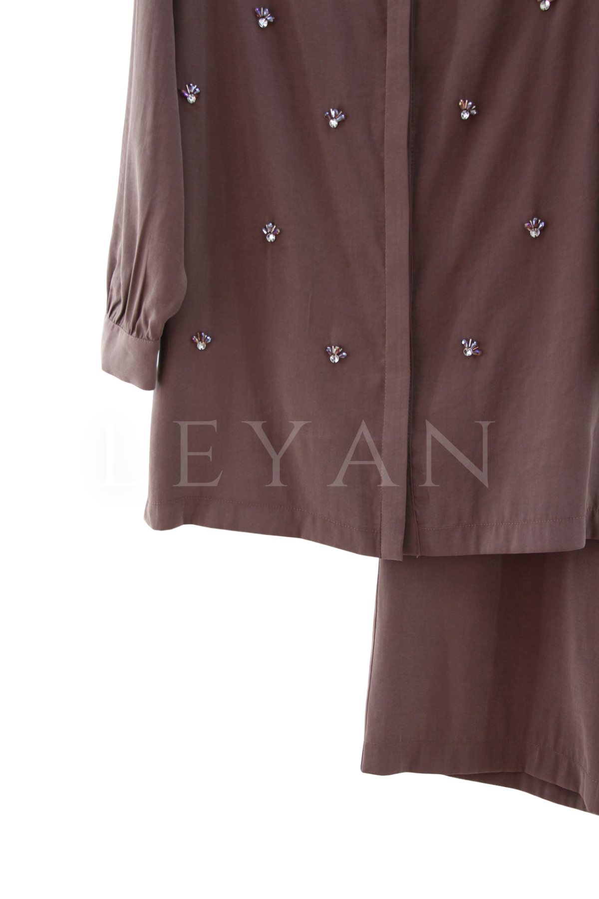Nuss Taşlı Takım- LYN04583 Kahve