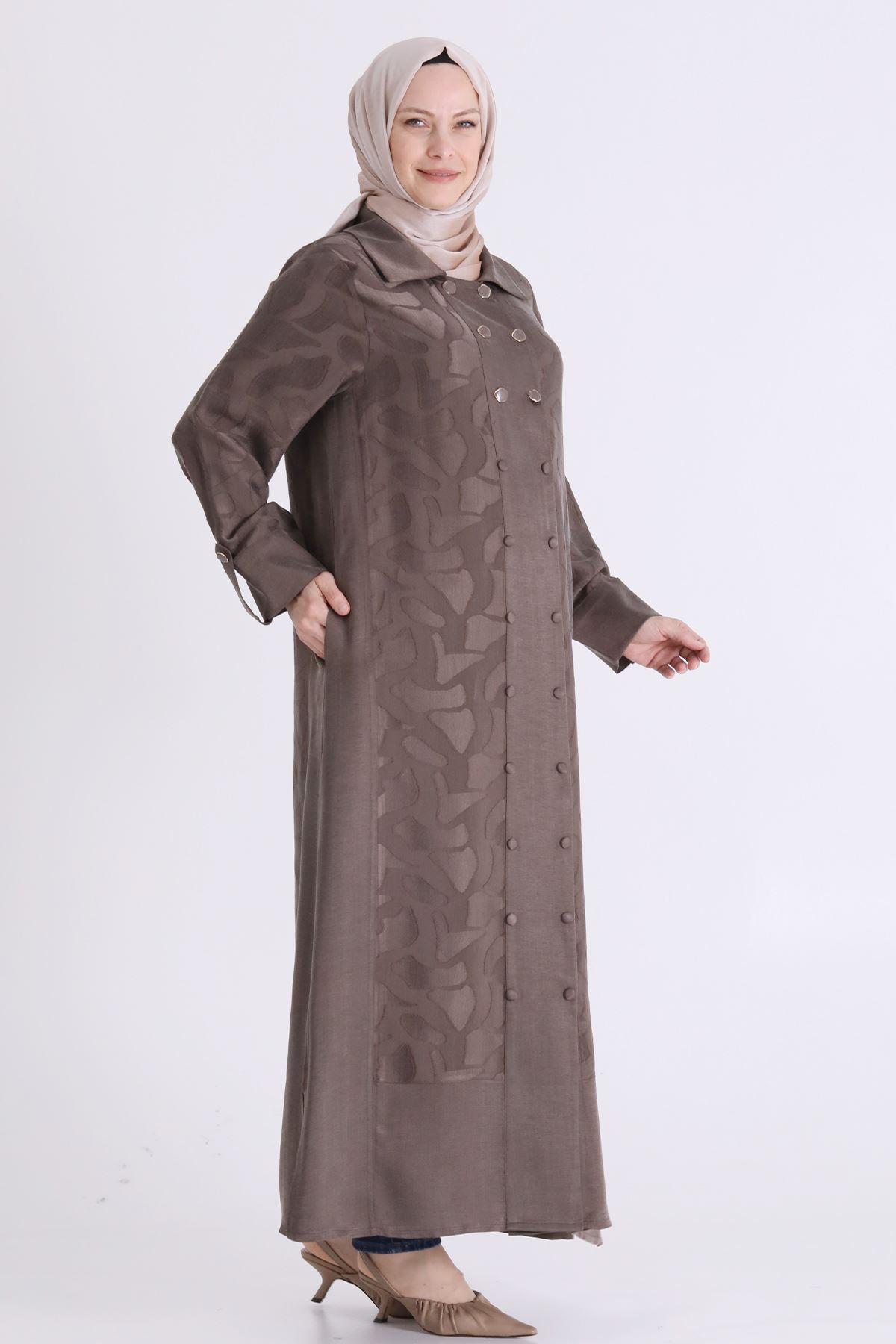 Behrem Jakarlı Ferace- LYN04589 Koyu Vizon