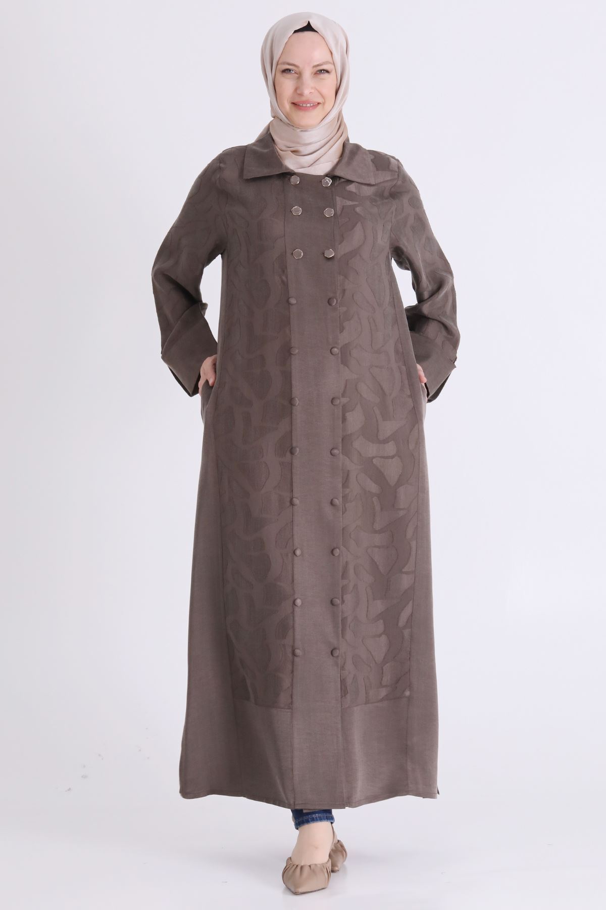 Behrem Jakarlı Ferace- LYN04589 Koyu Vizon