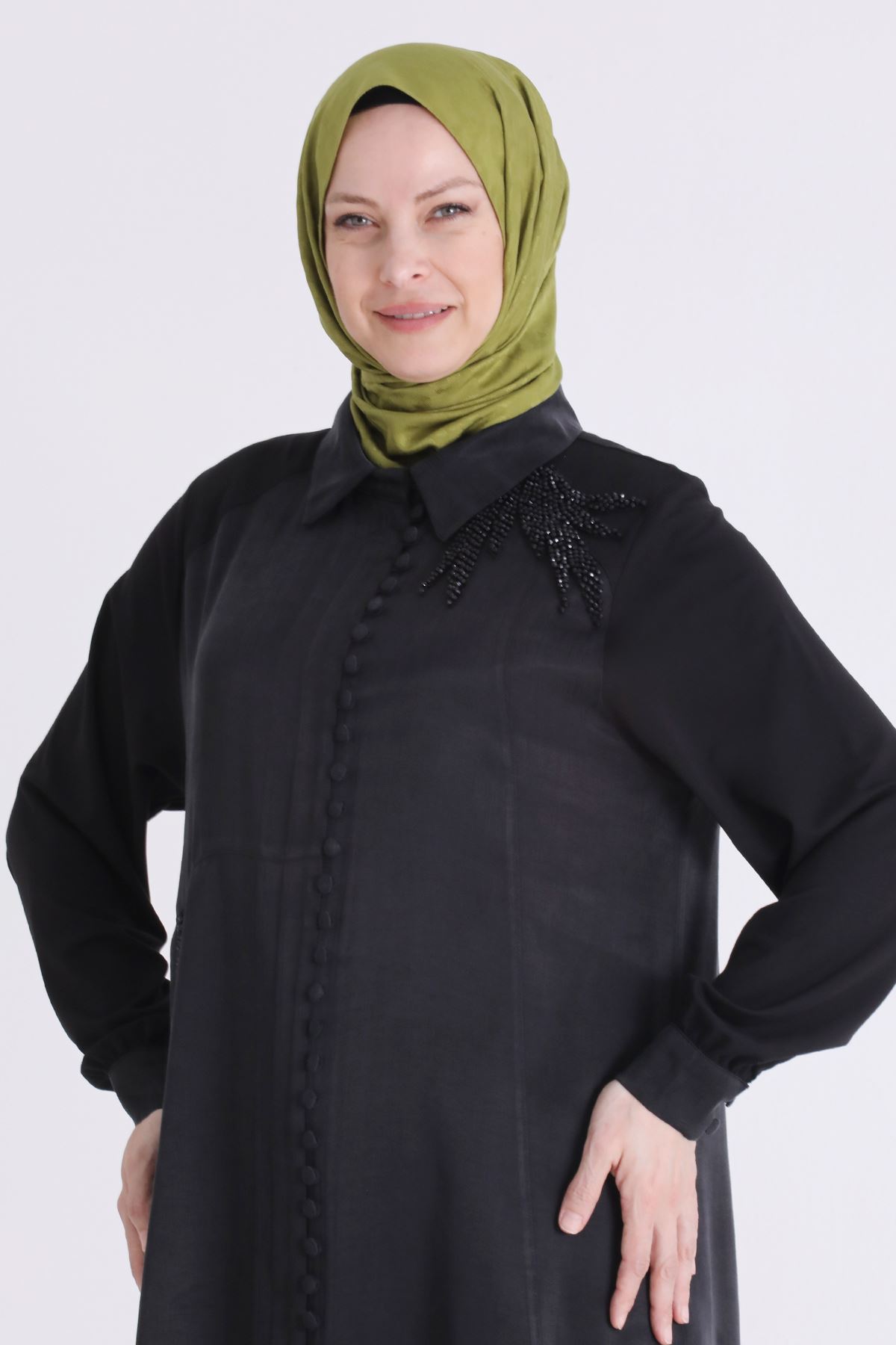 Behrem İşlemeli Tunik- LYN04588 Siyah