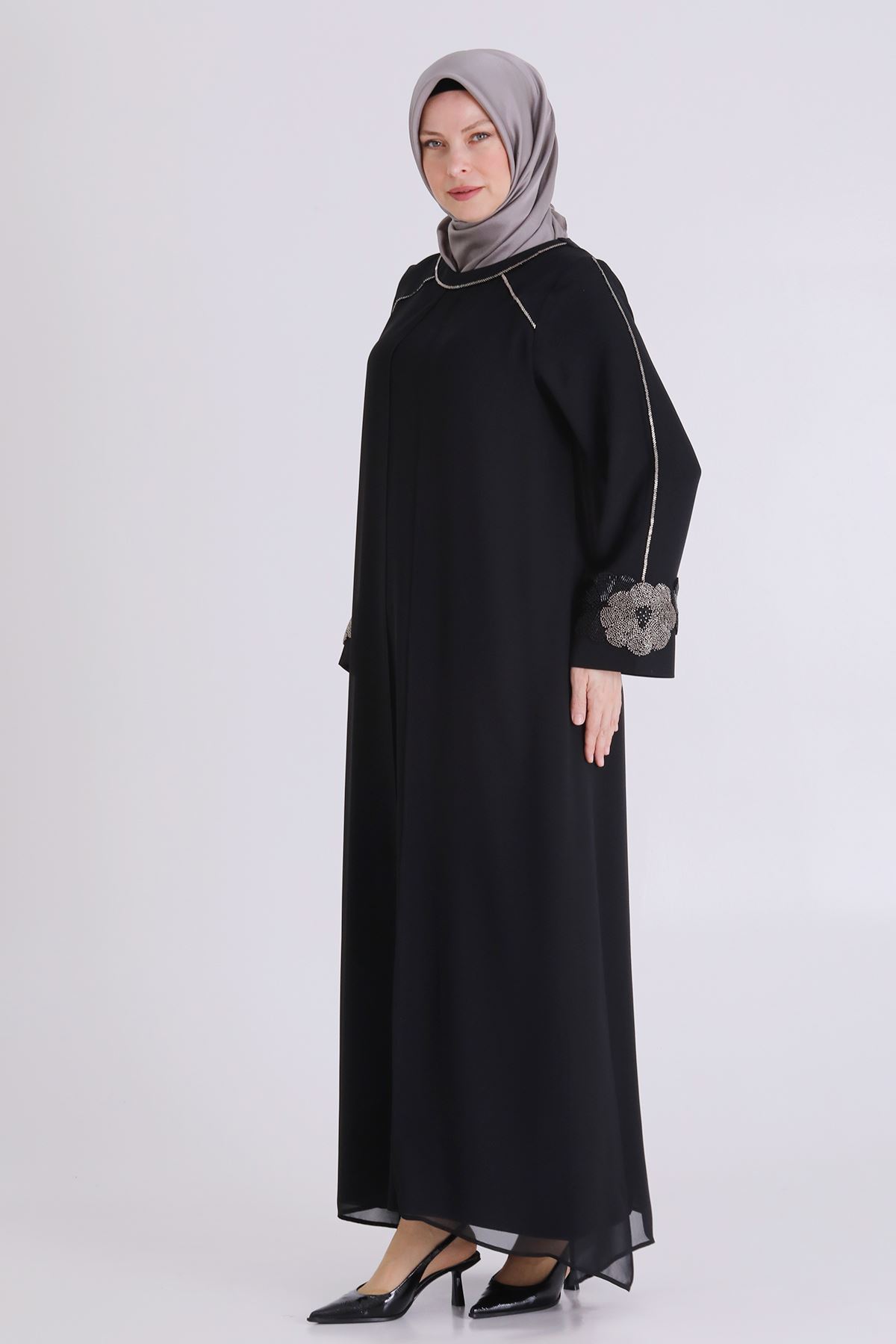 Behrem İşleme Detaylı Abiye Takım- LYN04590 Siyah